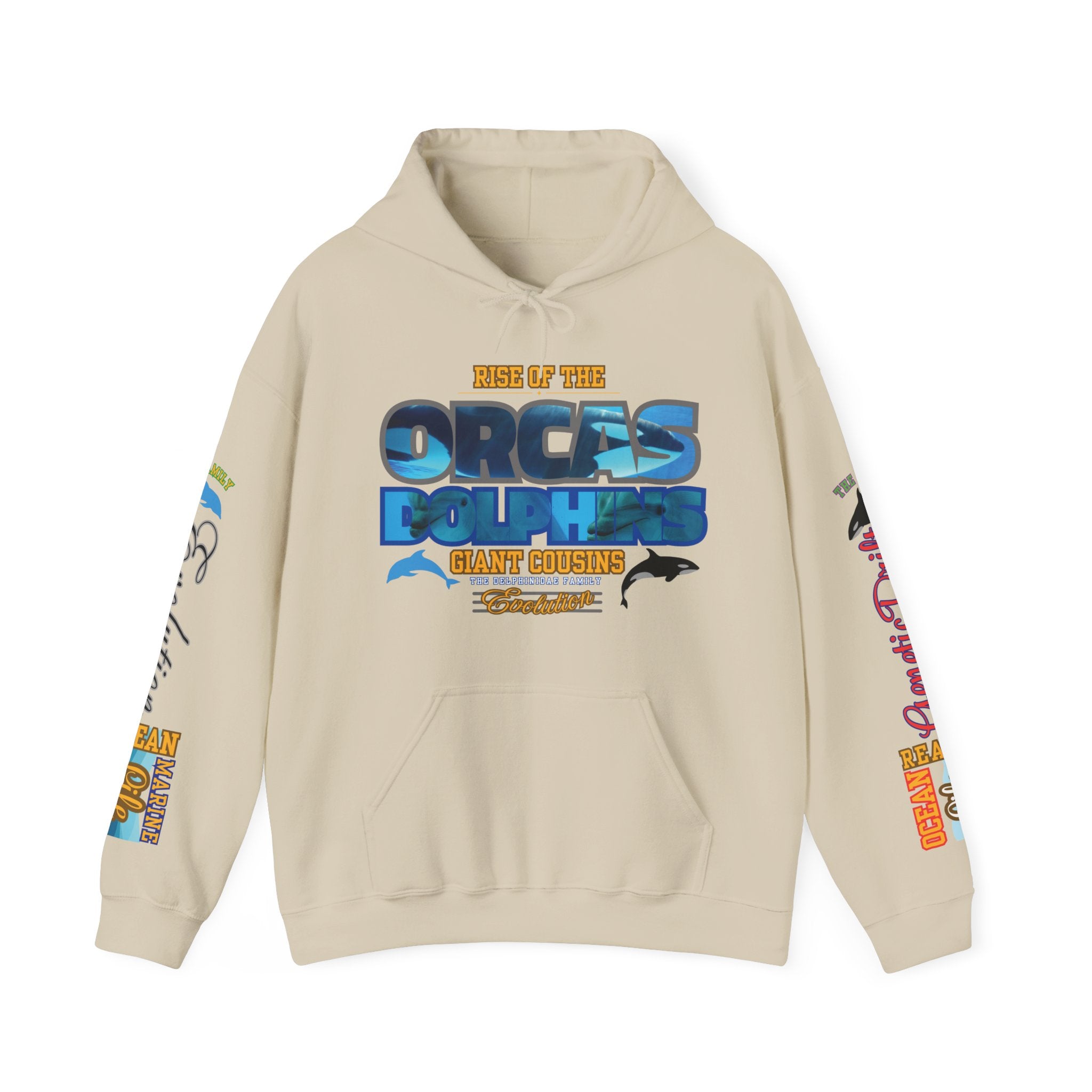 Ocean Marine Awareness Hooded Sweatshirt - Orcas & Dolphins
