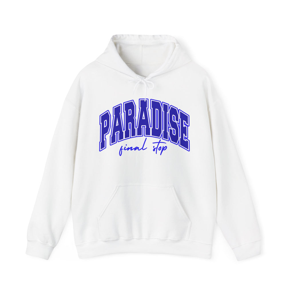 Higher Ground Blue Hoodie Line - Paradise Final Stop