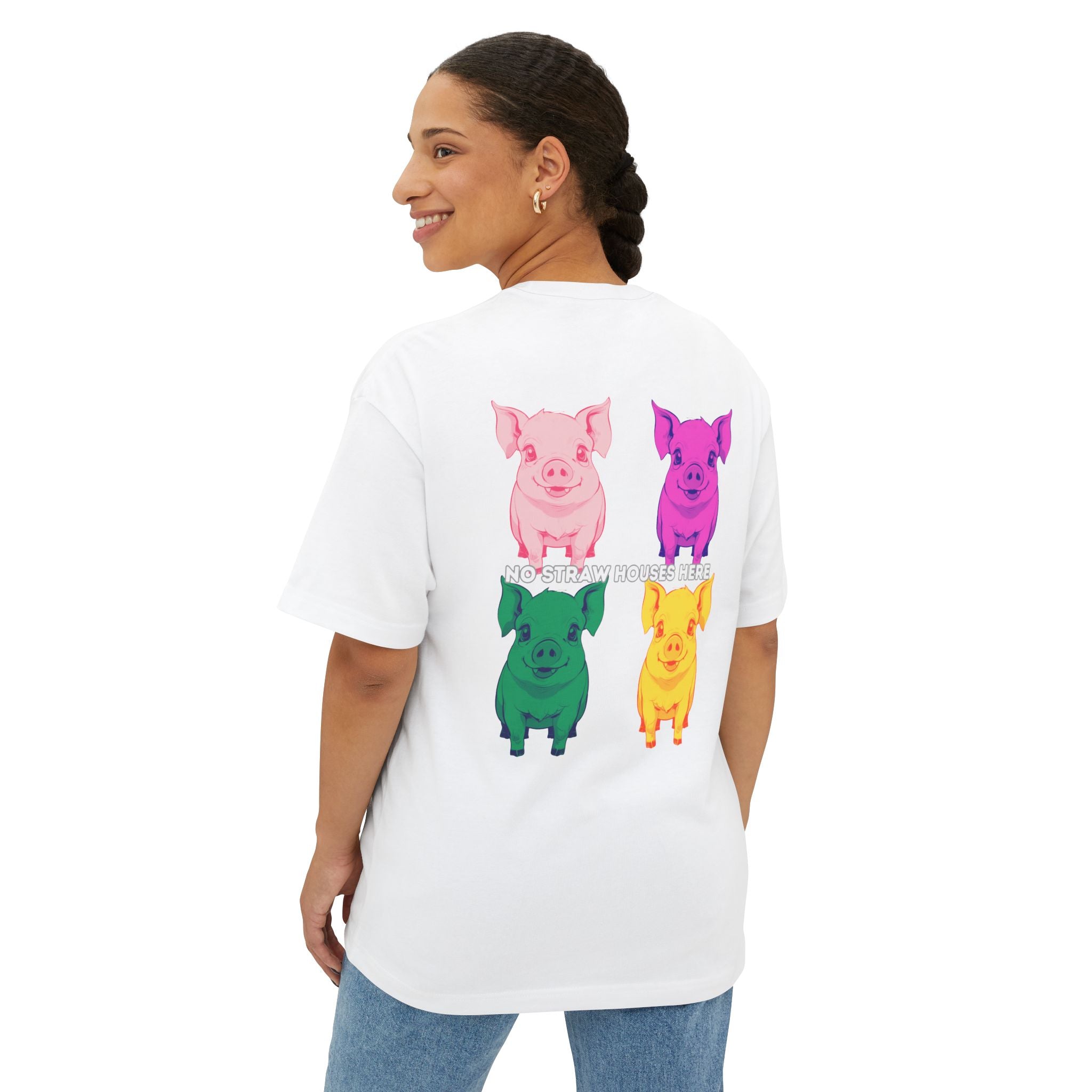 Anime Design Oversize T-shirt - 4tified Swines Collection - No Straw Houses Here