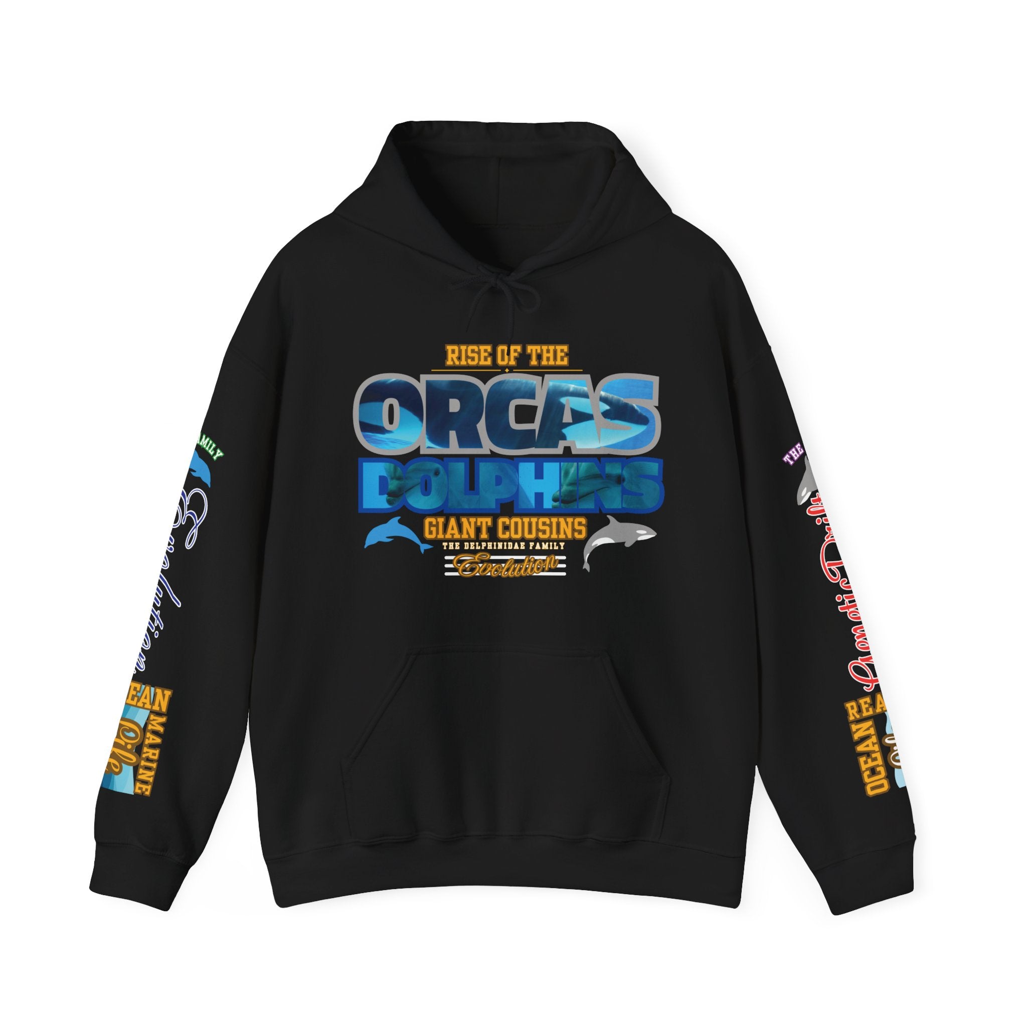 Ocean Marine Awareness Hooded Sweatshirt - Orcas & Dolphins