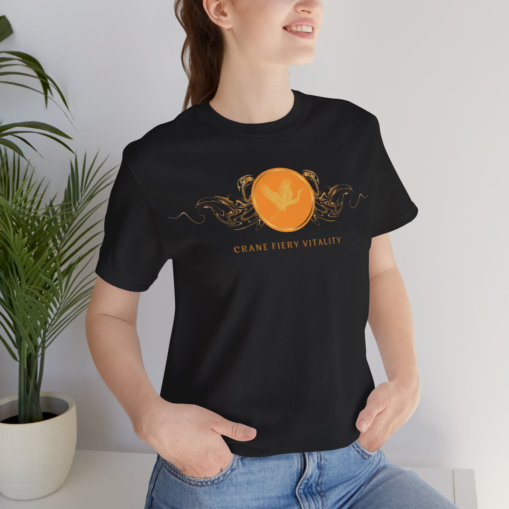 Empowering T-shirt - Zen Crane Collection Orange Vitality