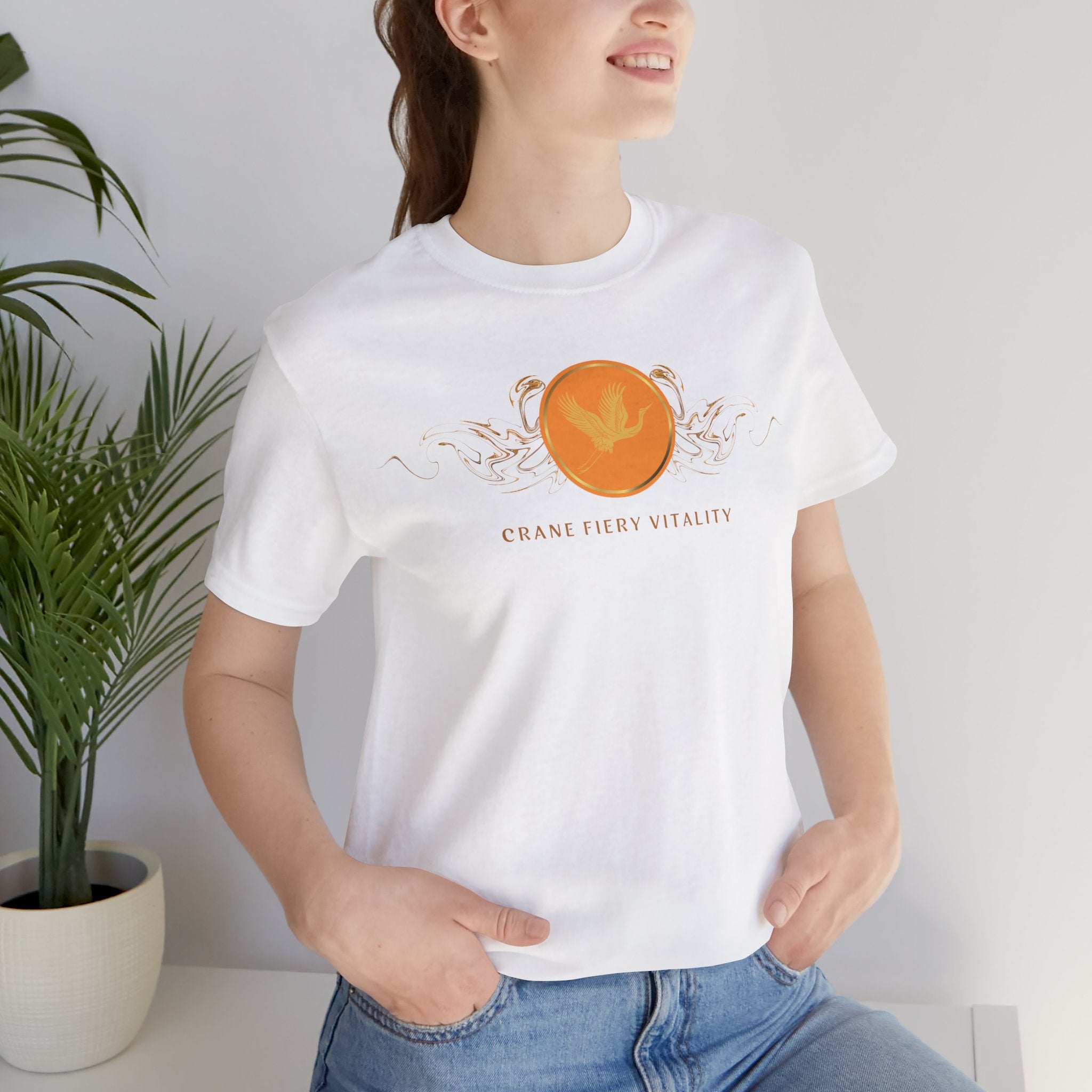 Empowering T-shirt - Zen Crane Collection Orange Vitality