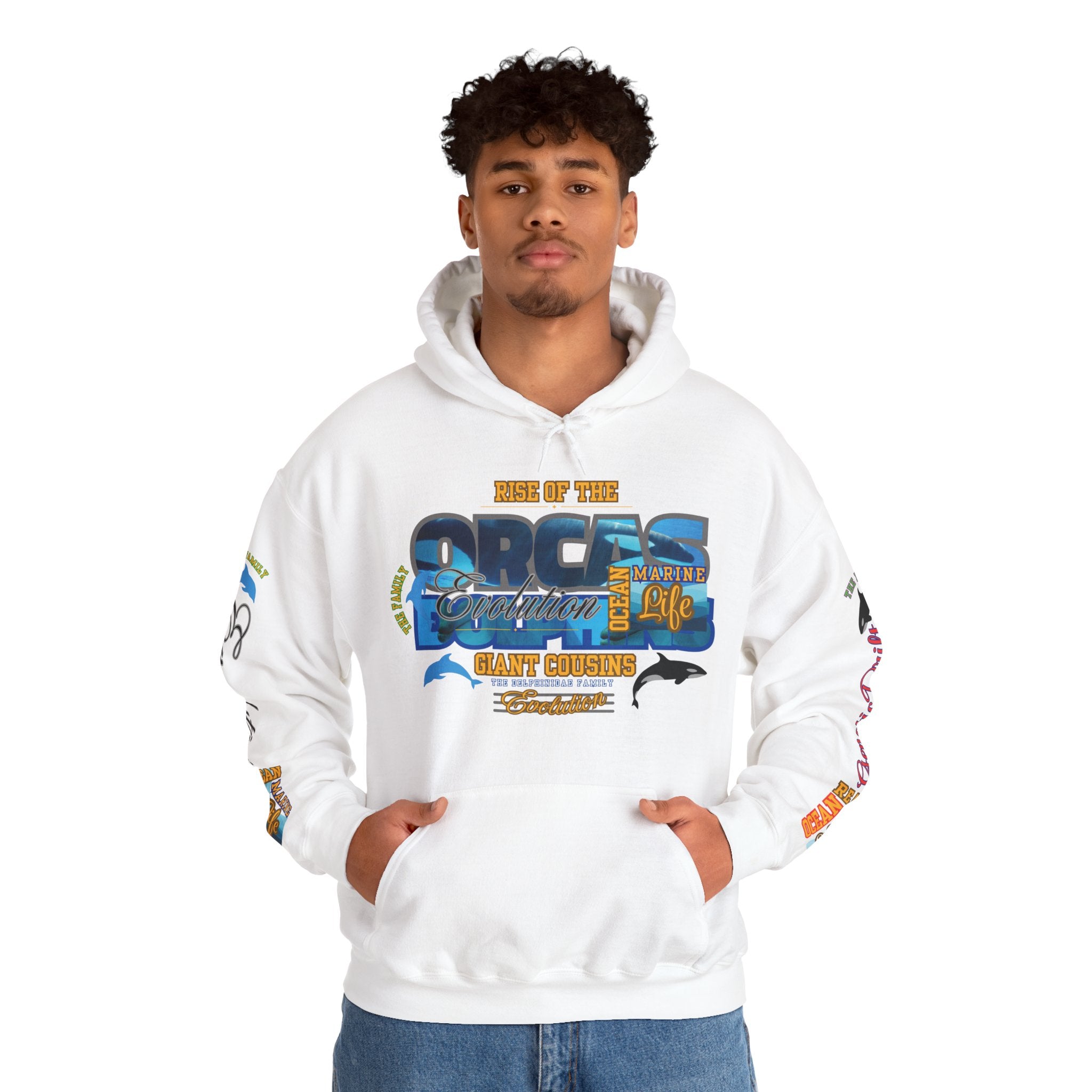 Ocean Marine Awareness Hooded Sweatshirt - Orcas & Dolphins