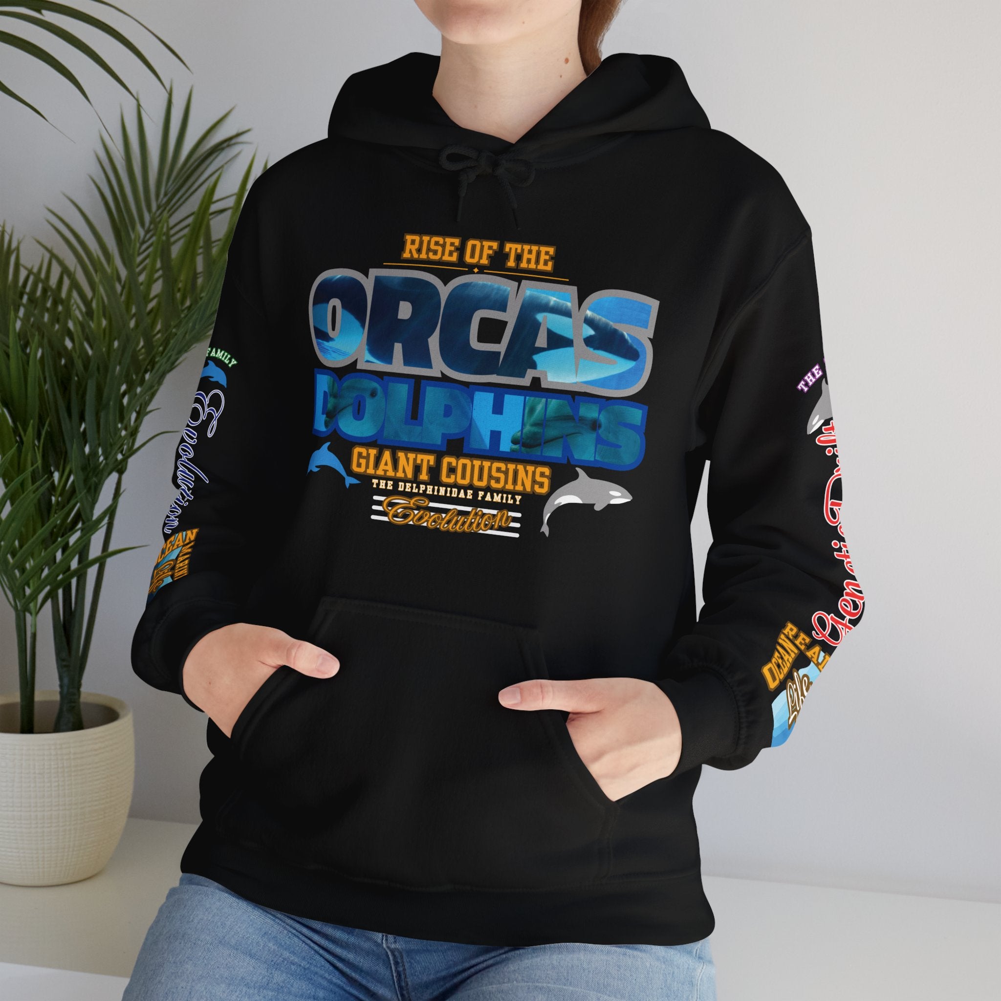Ocean Marine Awareness Hooded Sweatshirt - Orcas & Dolphins