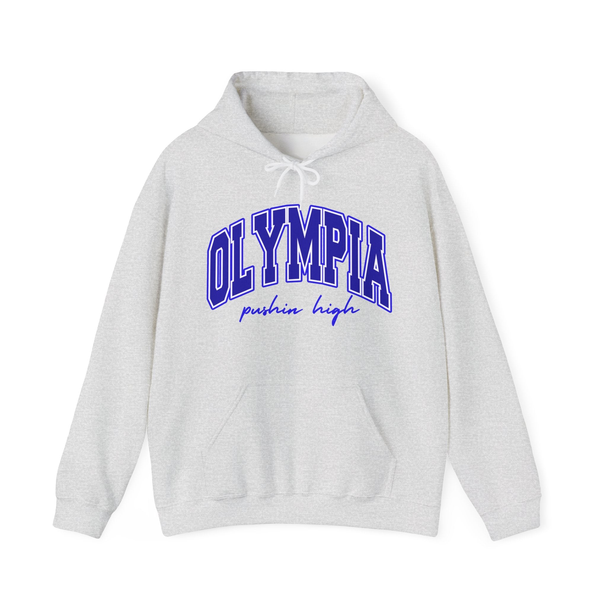 Higher Ground Blue Hoodie Line - Olympia Pushin High
