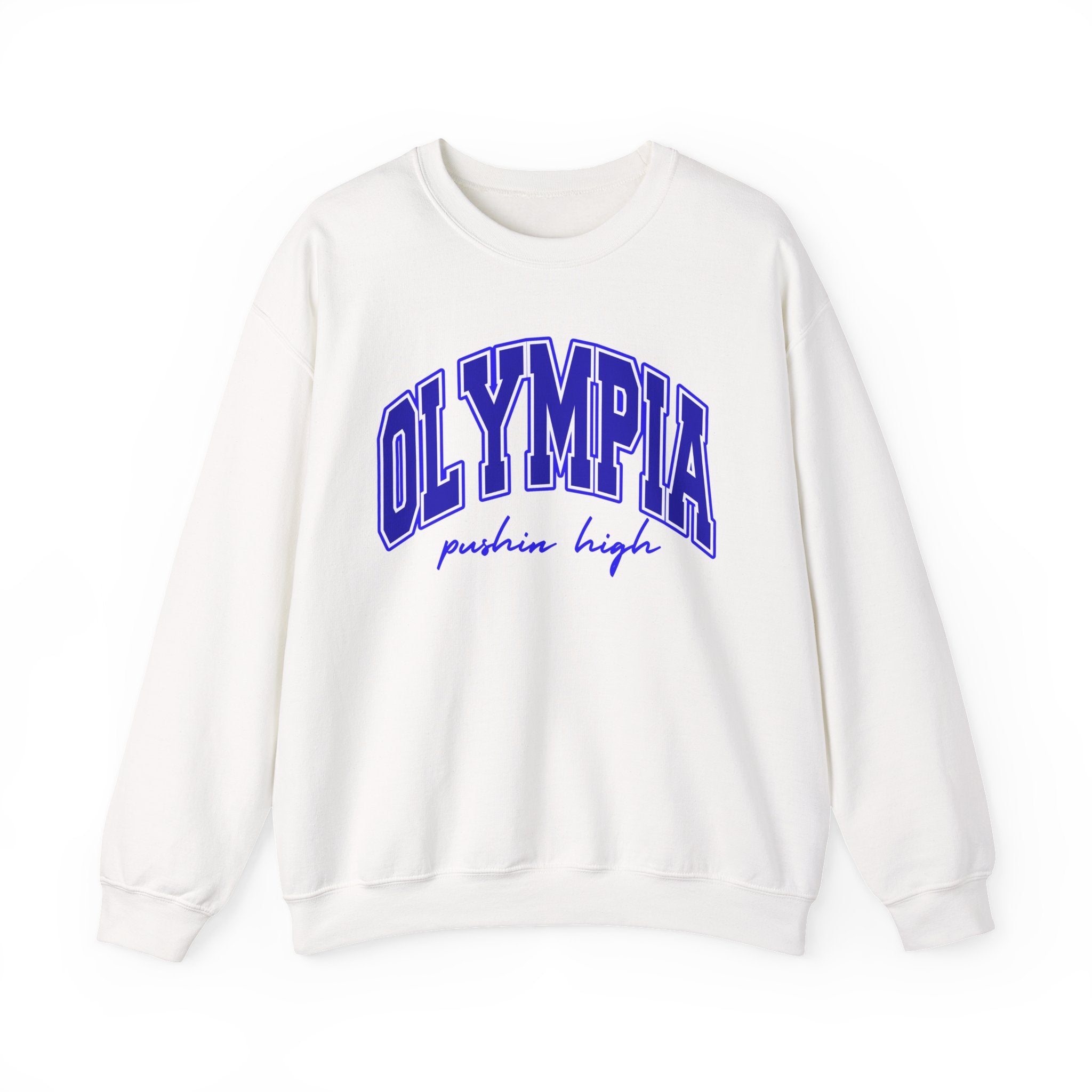 Higher Ground Blue Sweatshirt Line - Olympia Pushin High