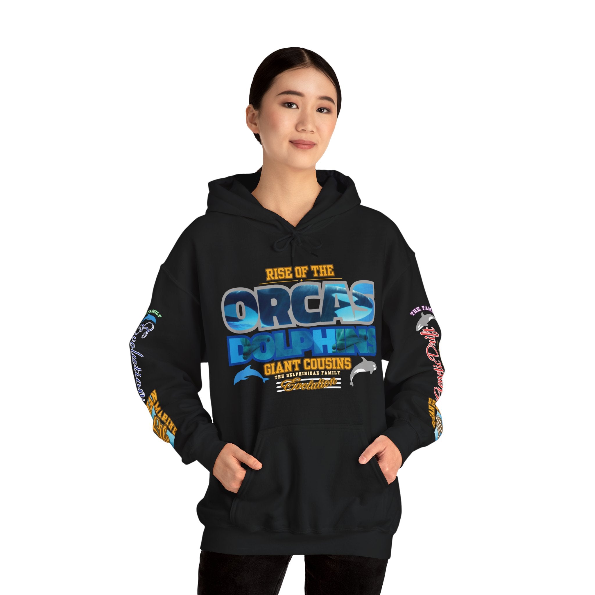 Ocean Marine Awareness Hooded Sweatshirt - Orcas & Dolphins