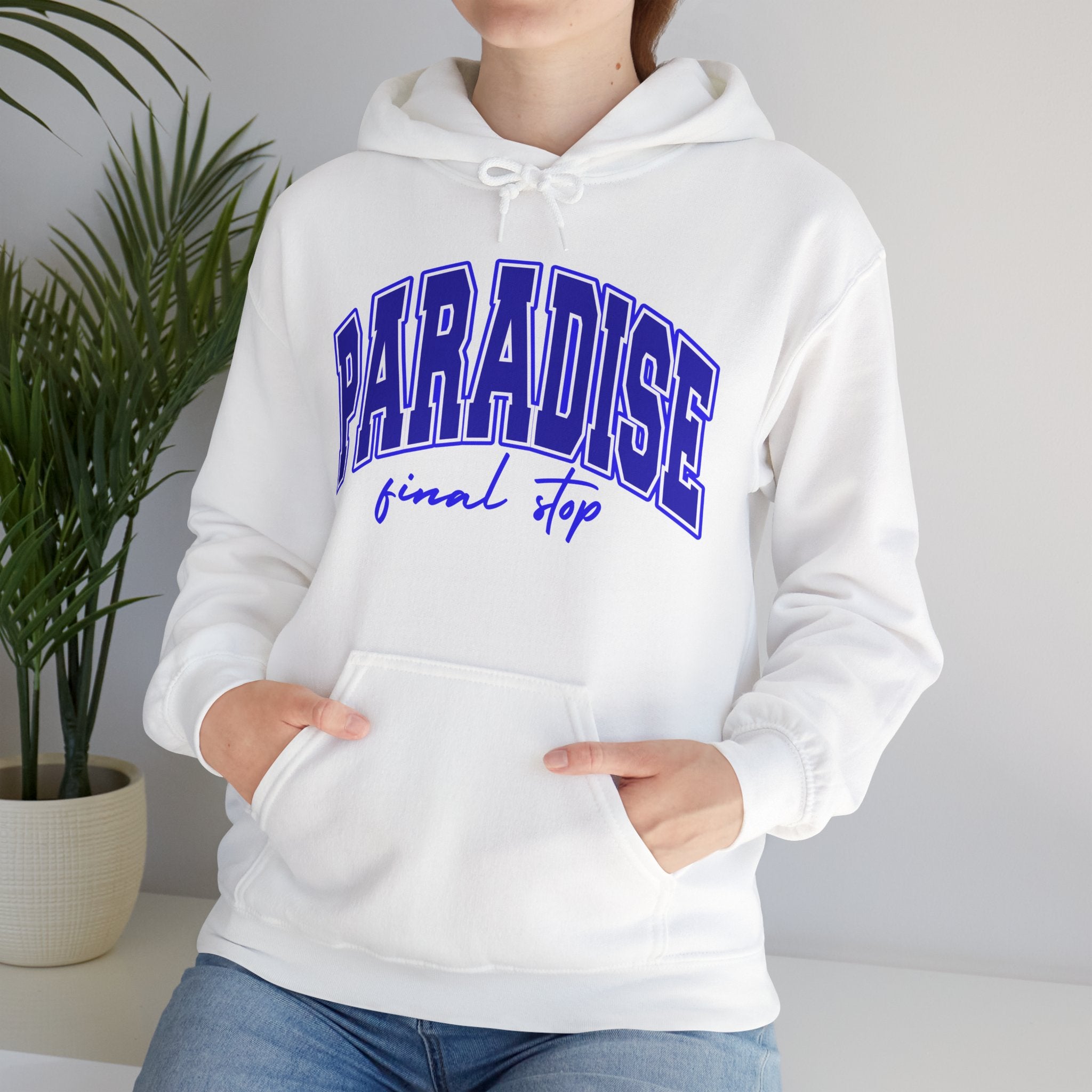 Higher Ground Blue Hoodie Line - Paradise Final Stop