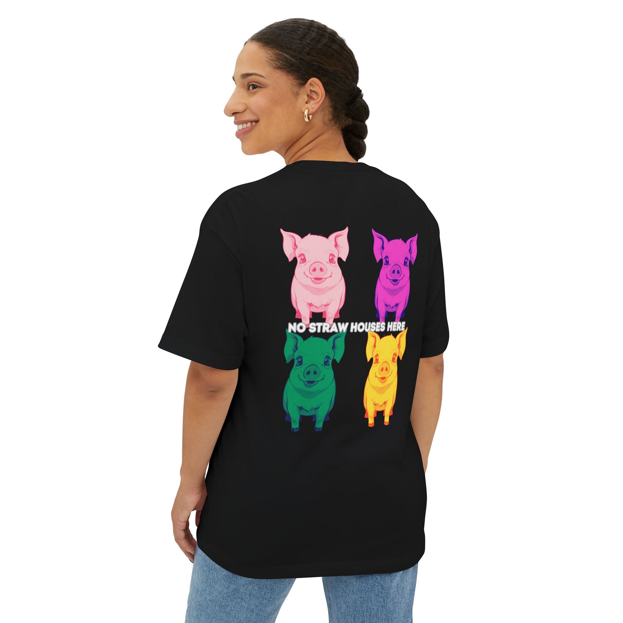 Anime Design Oversize T-shirt - 4tified Swines Collection - No Straw Houses Here