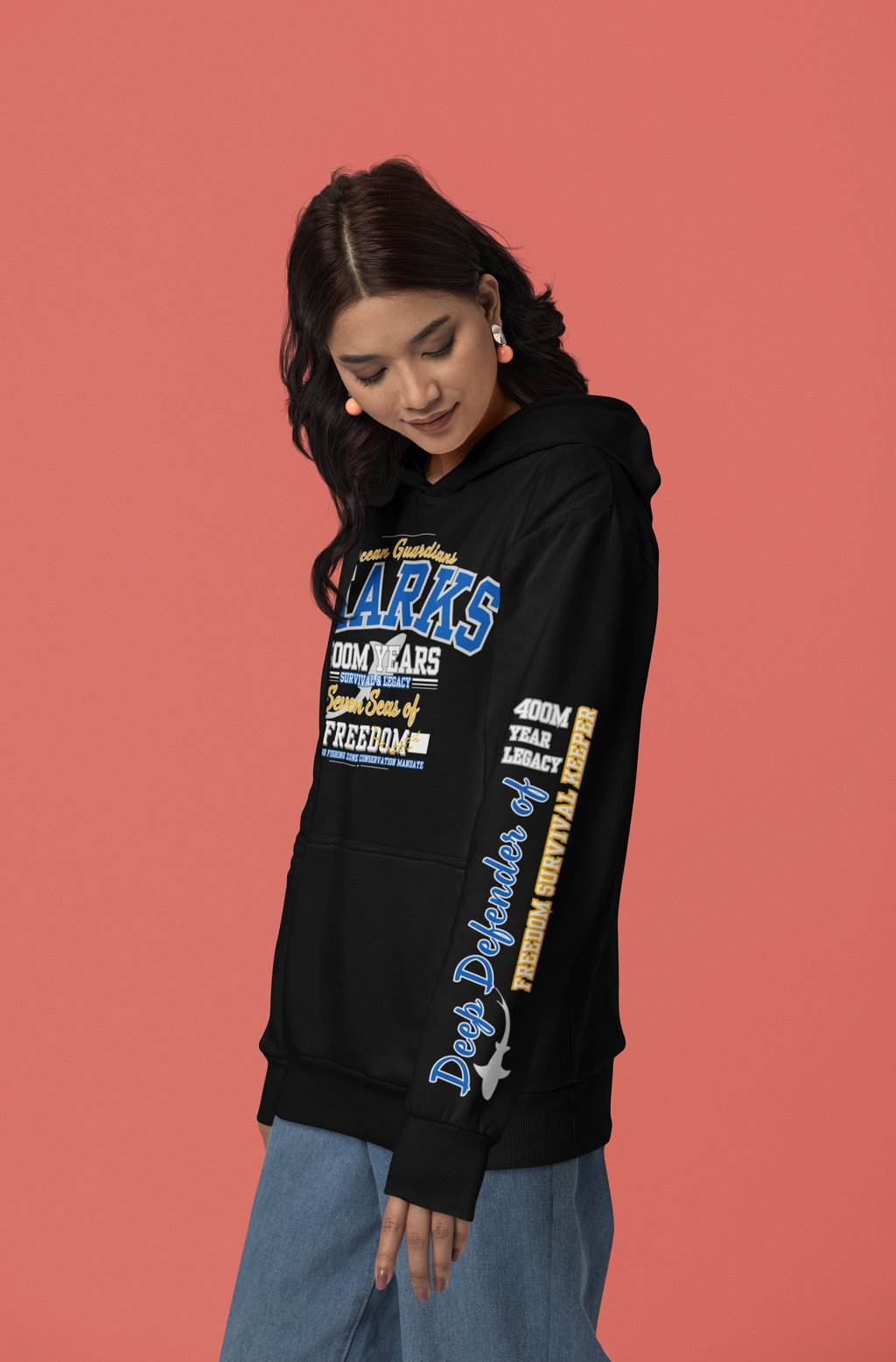 Hooded Sweatshirt Ocean Marine Awareness - Sharks