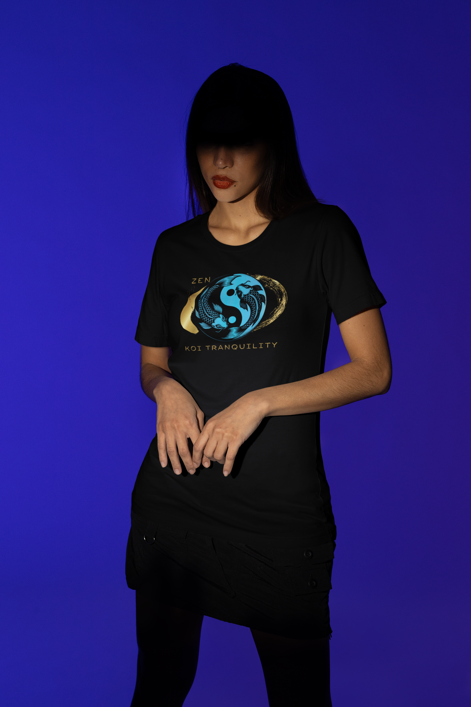 Empowering T-shirt - Zen Koi Collection Blue , Colors of Meaning