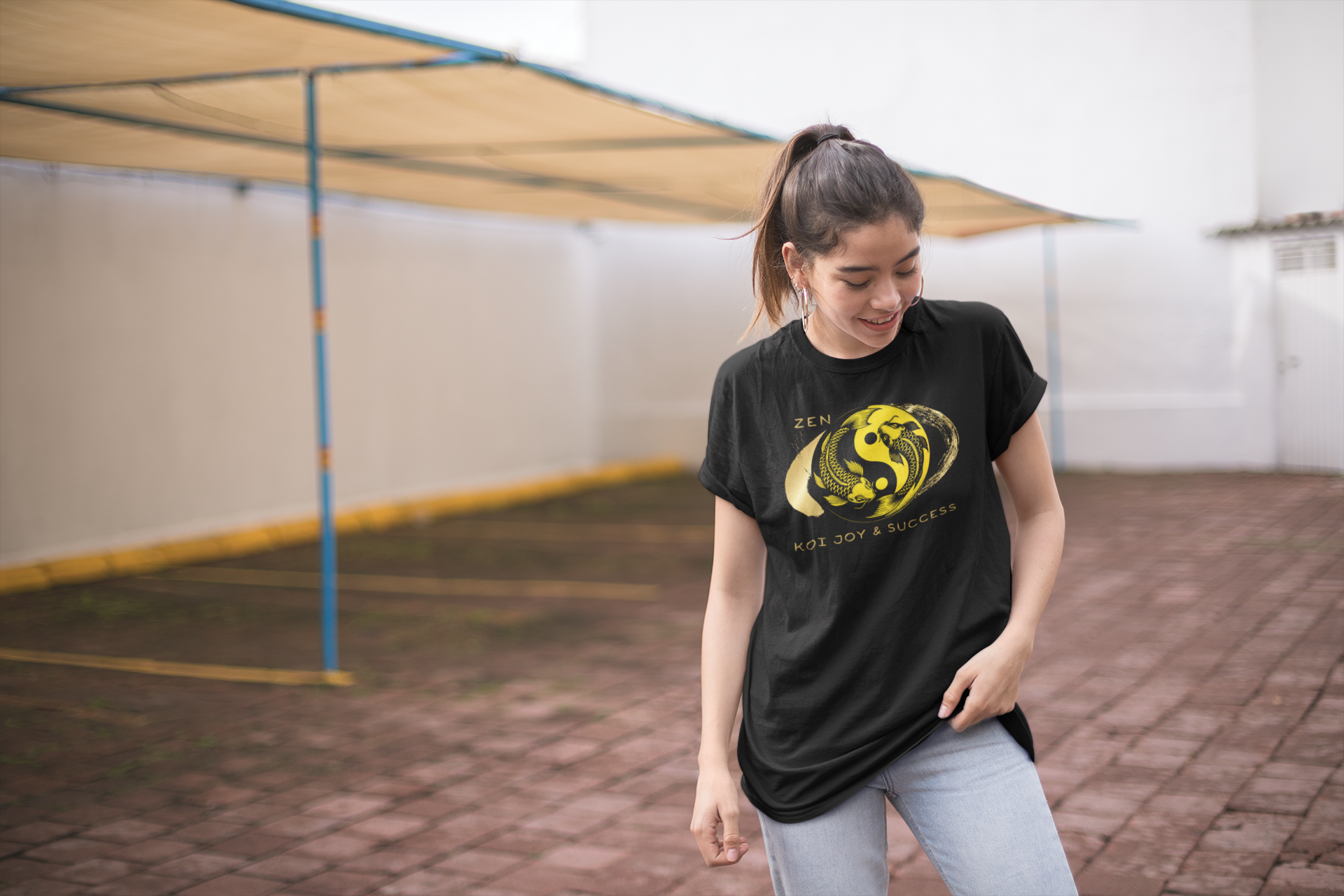 Empowering T-shirt - Zen Koi Collection Yellow, Colors of Meaning