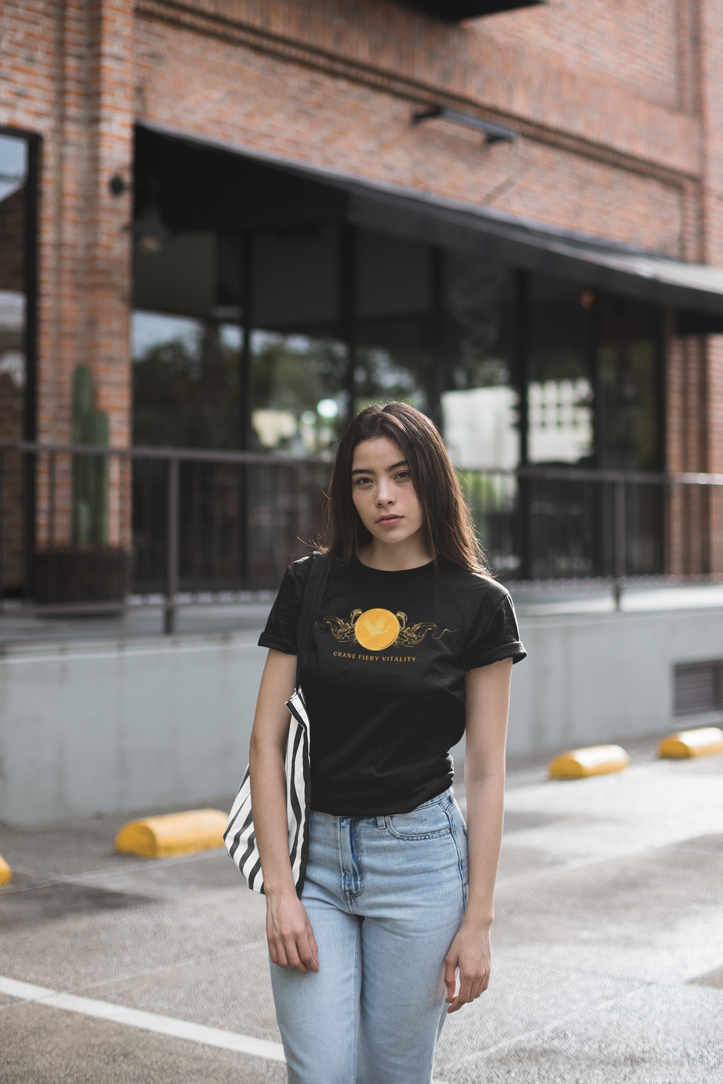 Empowering T-shirt - Zen Crane Collection Orange Vitality