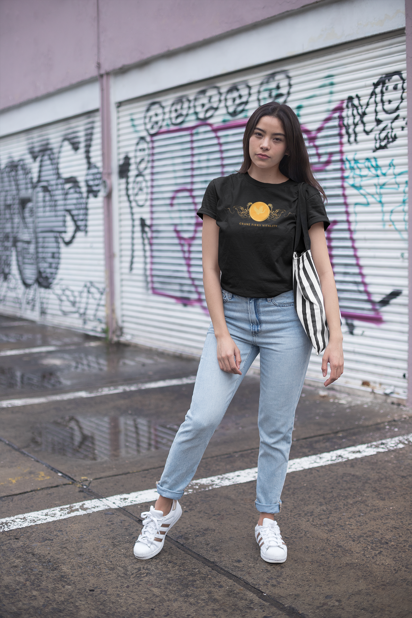 Empowering T-shirt - Zen Crane Collection Orange Vitality