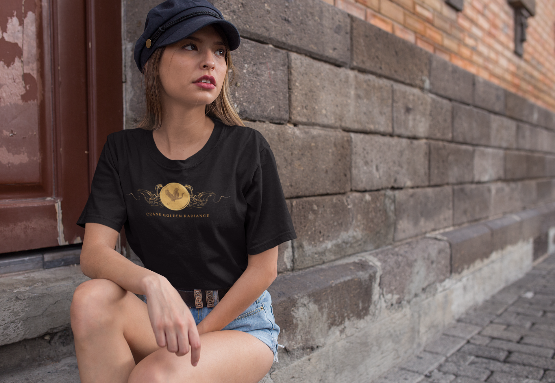 Empowering T-shirt - Zen Crane Collection Gold Radiance