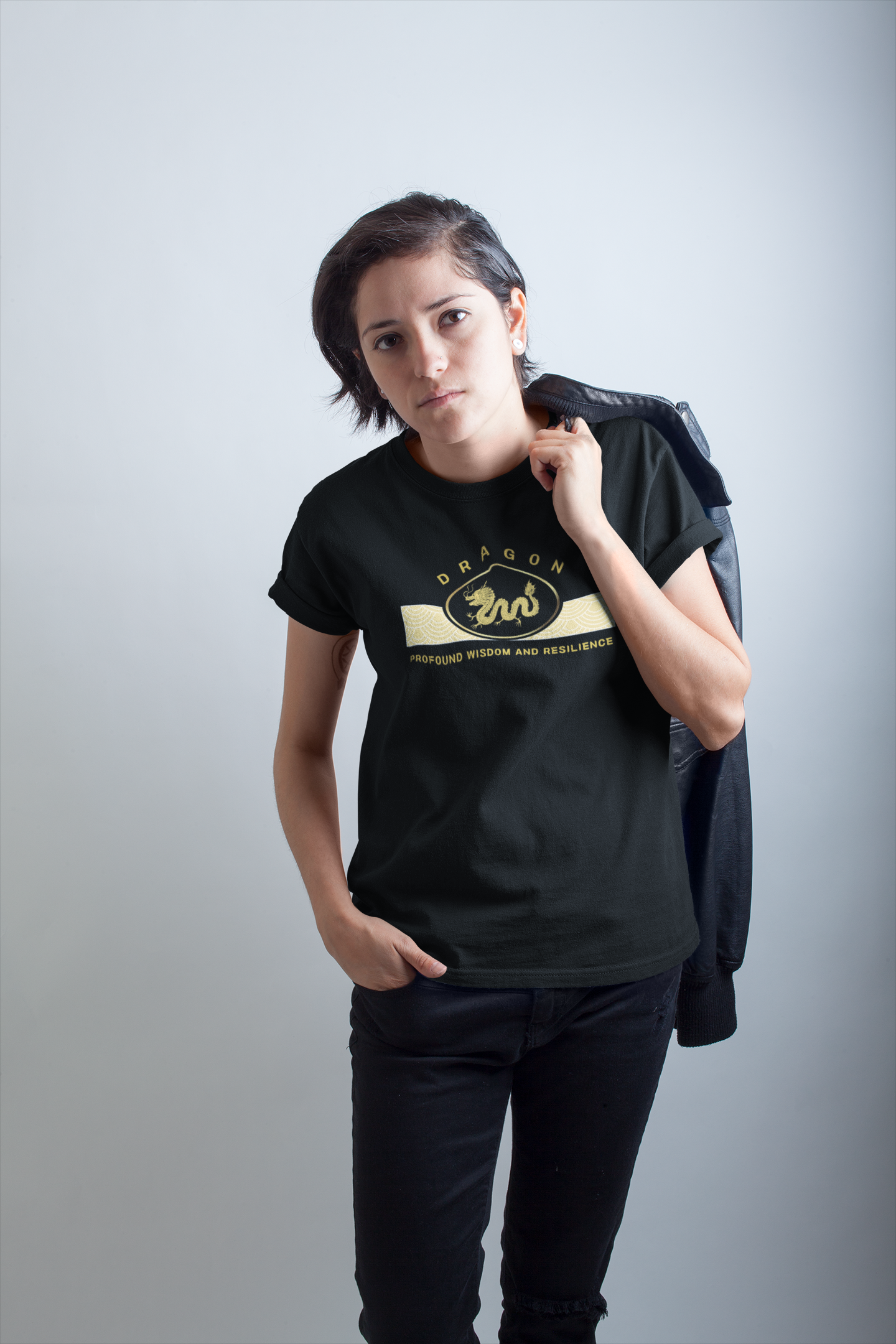 Empowering T-shirt - Zen Dragon Collection Black Profound