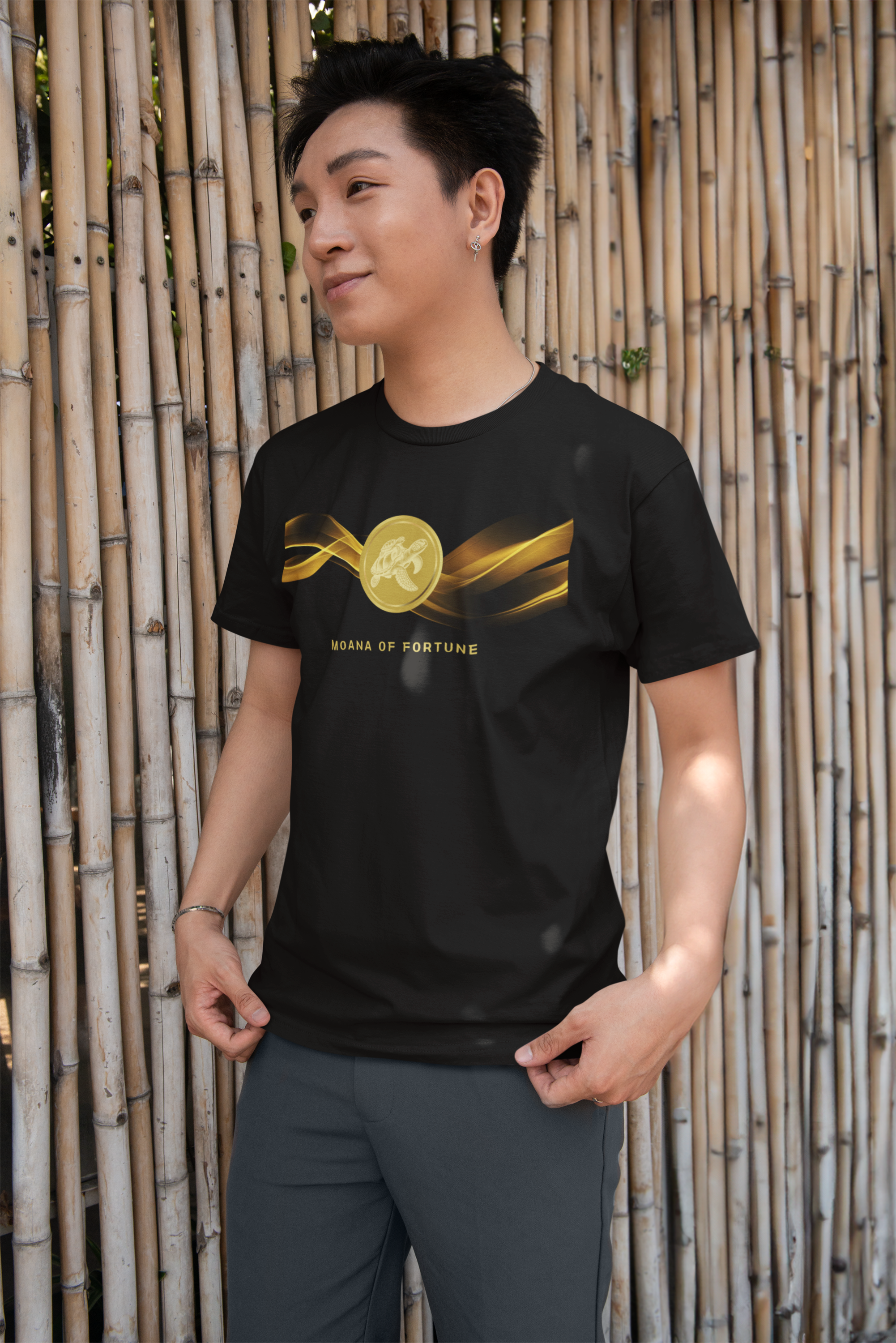 Empowering T-shirt - Zen Turtle Collection Gold Fortune