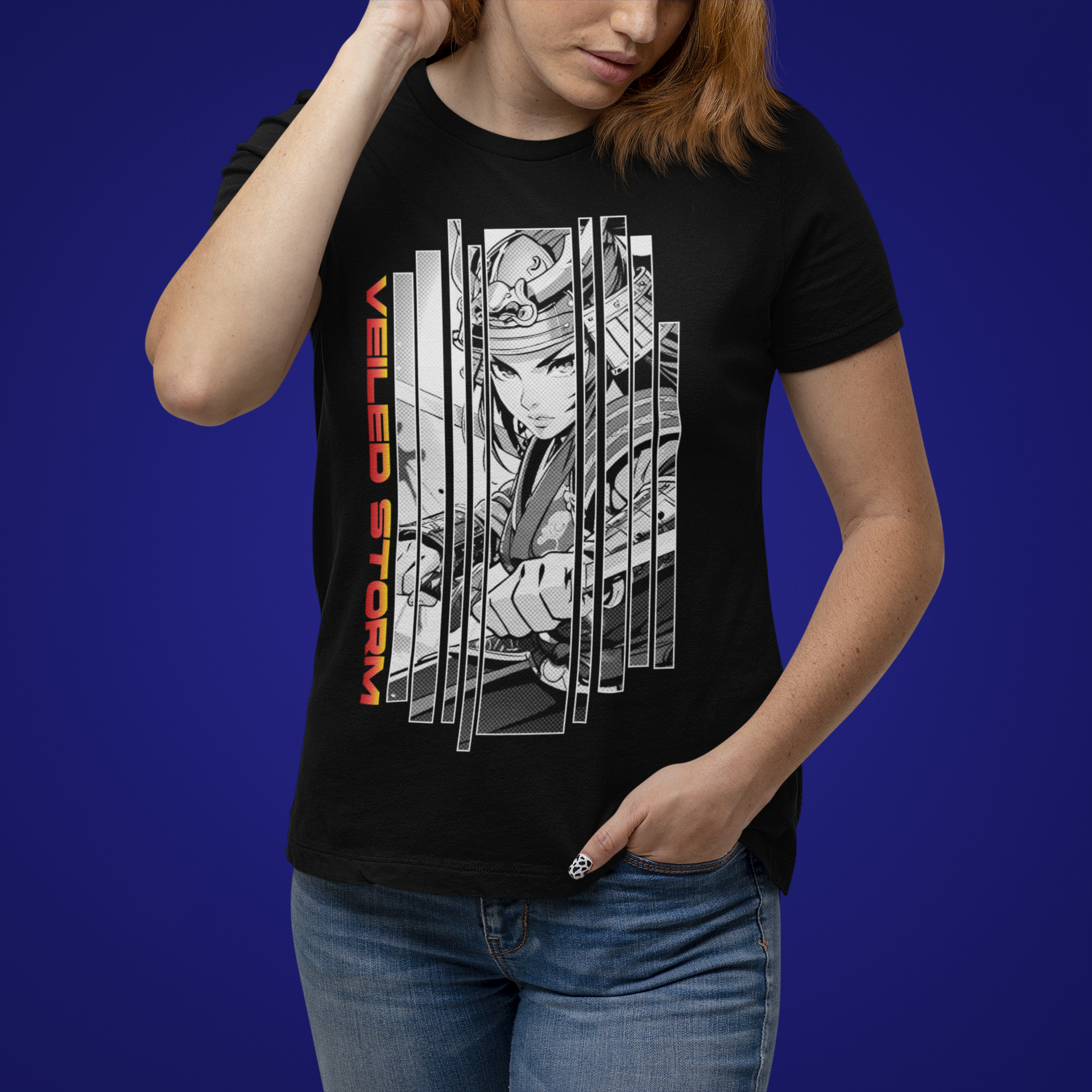 Anime Girl Warrior T-shirt - Veiled Storm