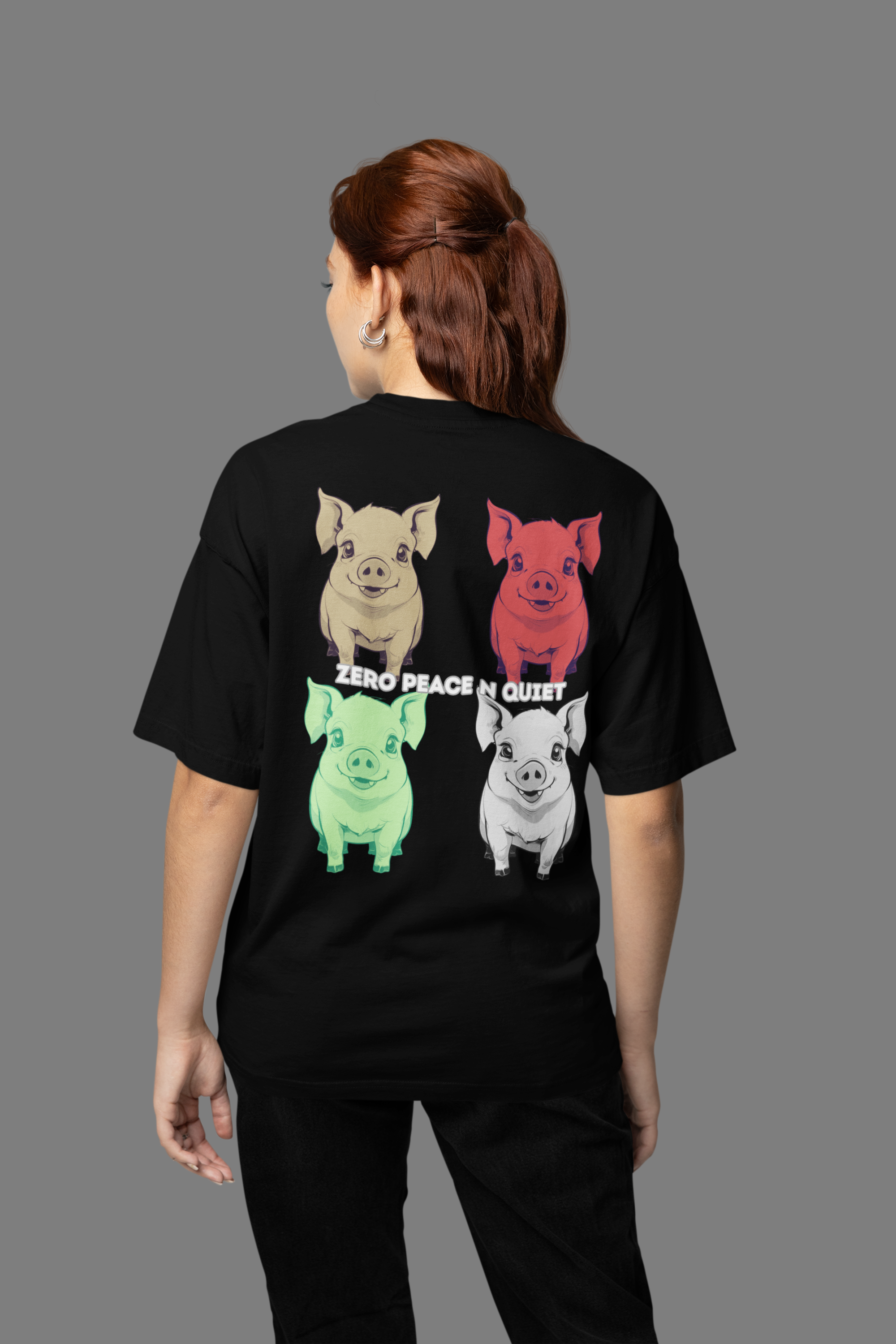 Anime Design Oversize T-shirt - 4tified Swines Collection - Zero Peace n Quiet