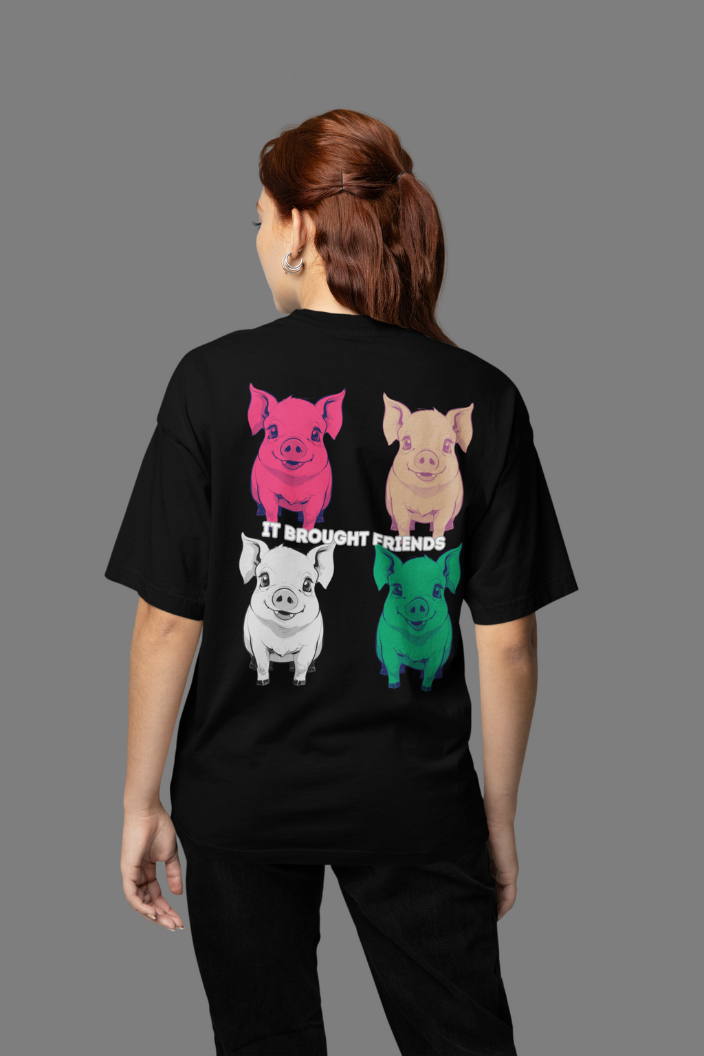 Anime Design Oversize T-shirt - 4tified Swines Collection - It Brought Friends