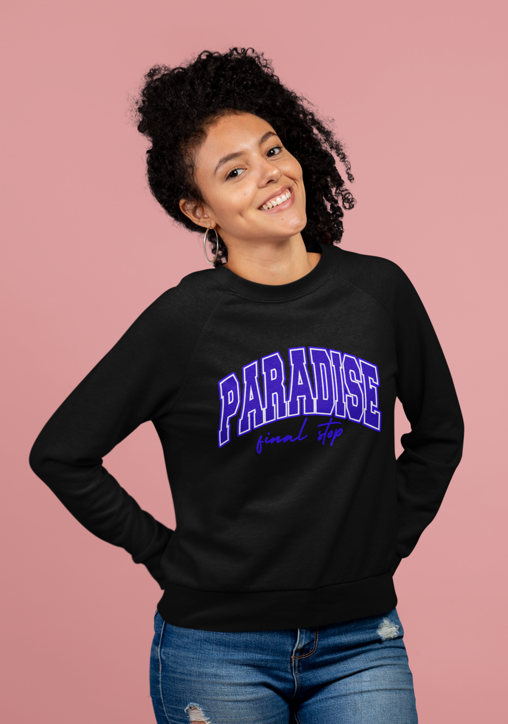 Higher Ground Blue Sweatshirt Line - Paradise Final Stop