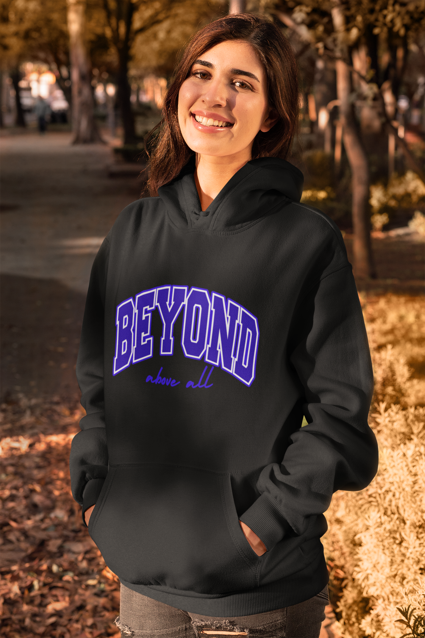 Higher Ground Blue Hoodie Line - Beyond Above All