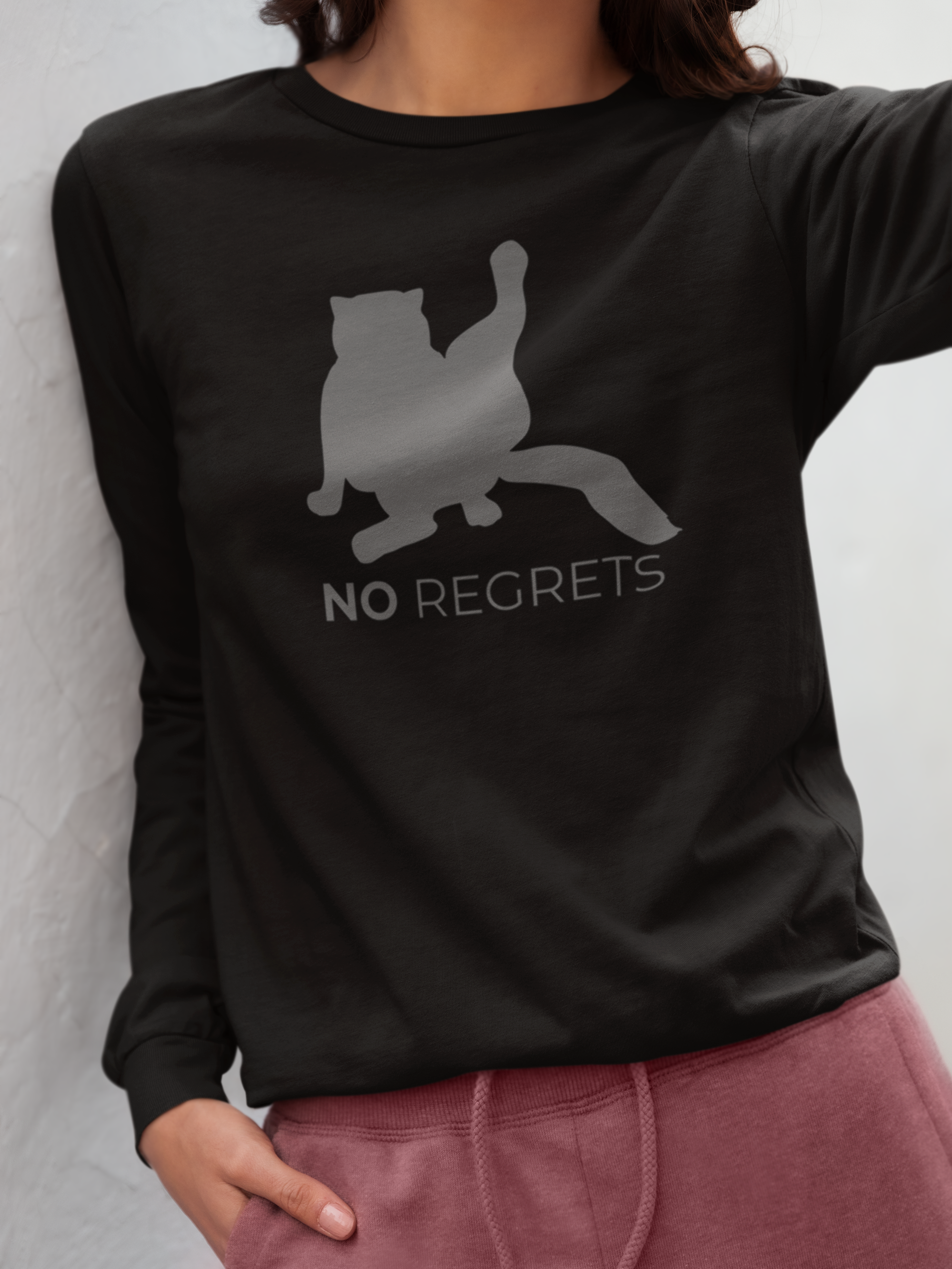 Animal Attitude Long Sleeve T-shirt - No Regrets Cat