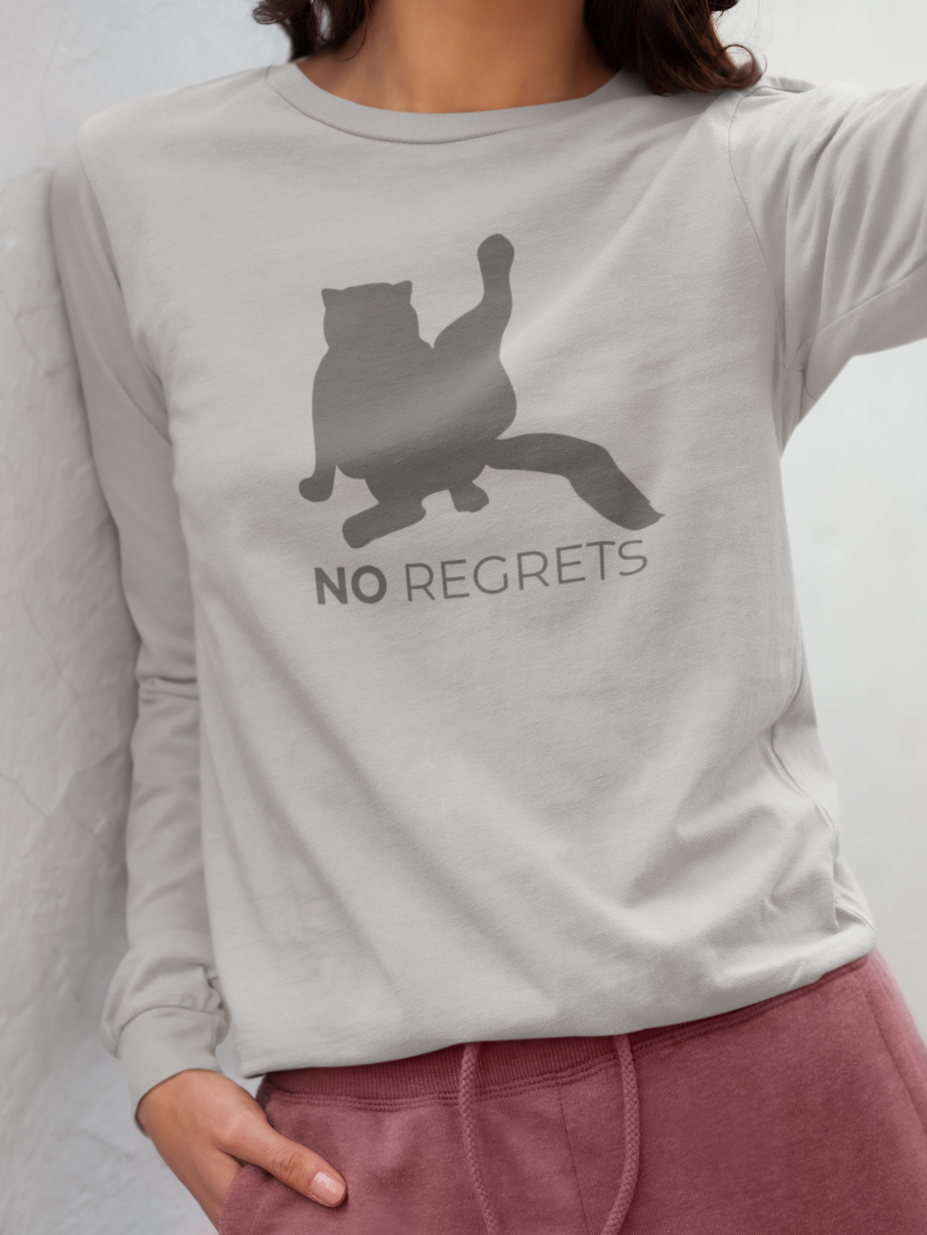 Animal Attitude Long Sleeve T-shirt - No Regrets Cat