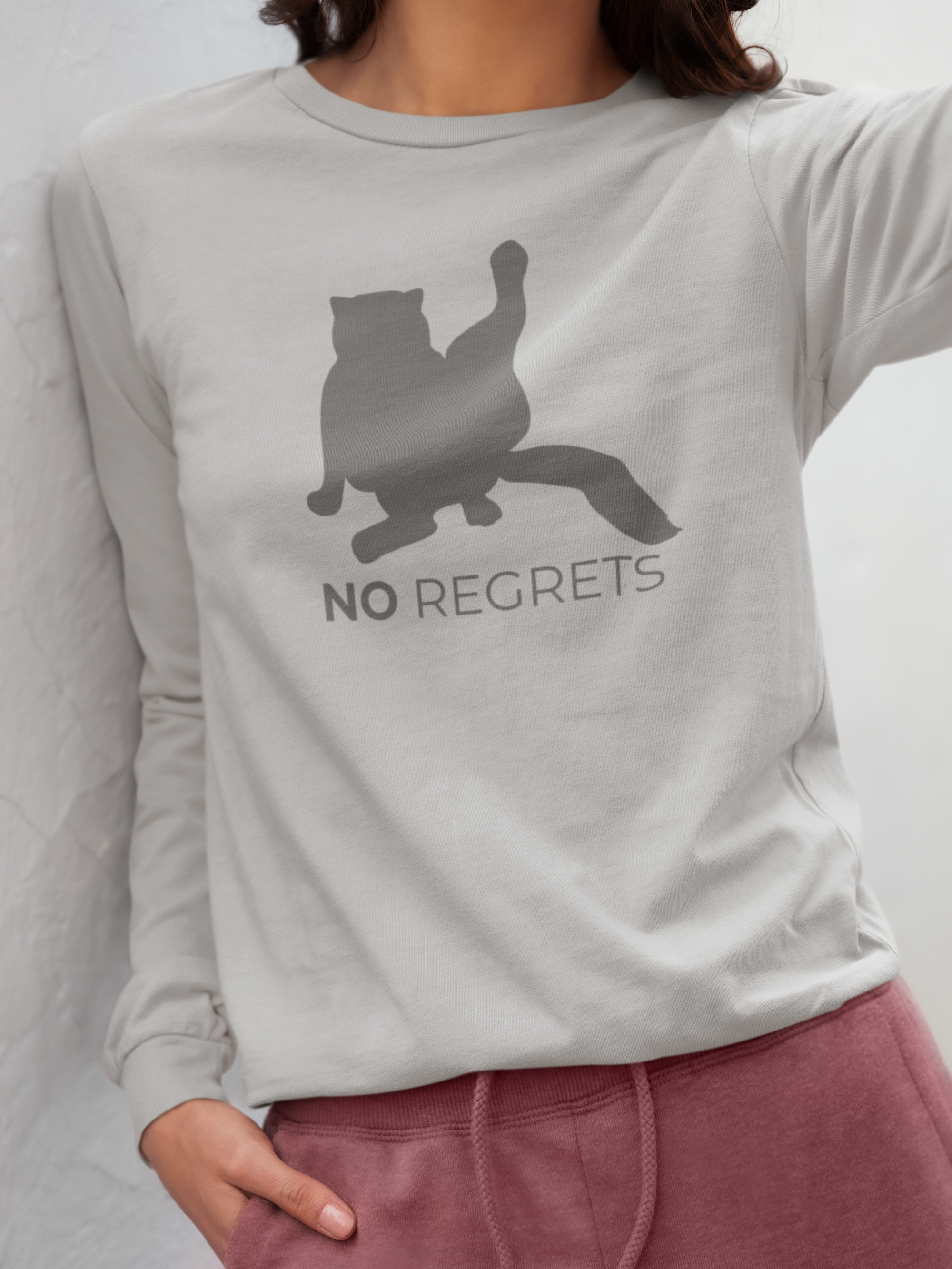 Animal Attitude Long Sleeve T-shirt - No Regrets Cat