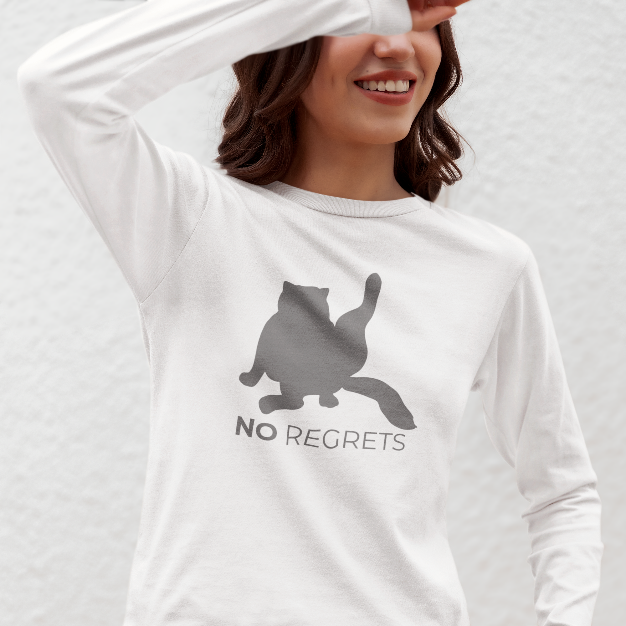 Animal Attitude Long Sleeve T-shirt - No Regrets Cat