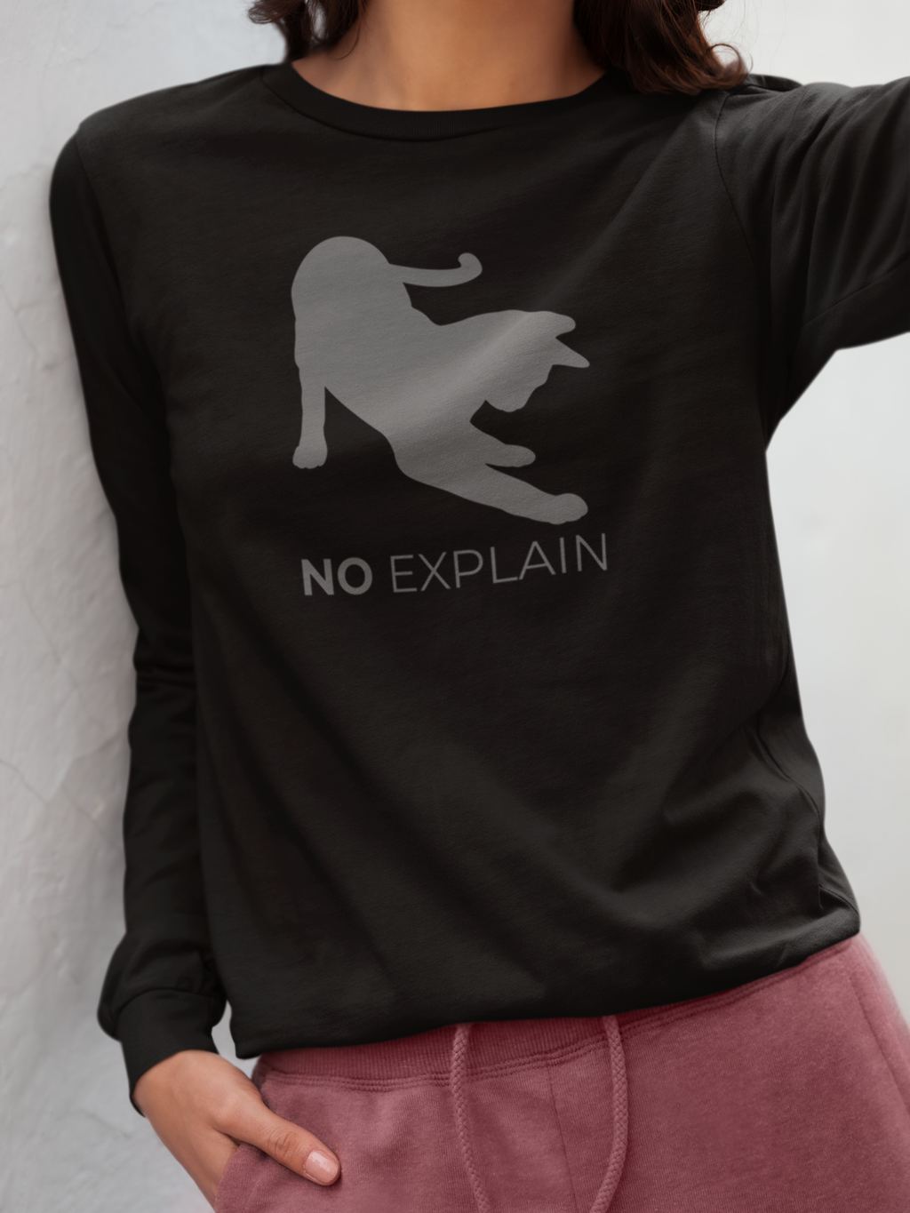Animal Attitude Long Sleeve T-shirt - No Explain Cat