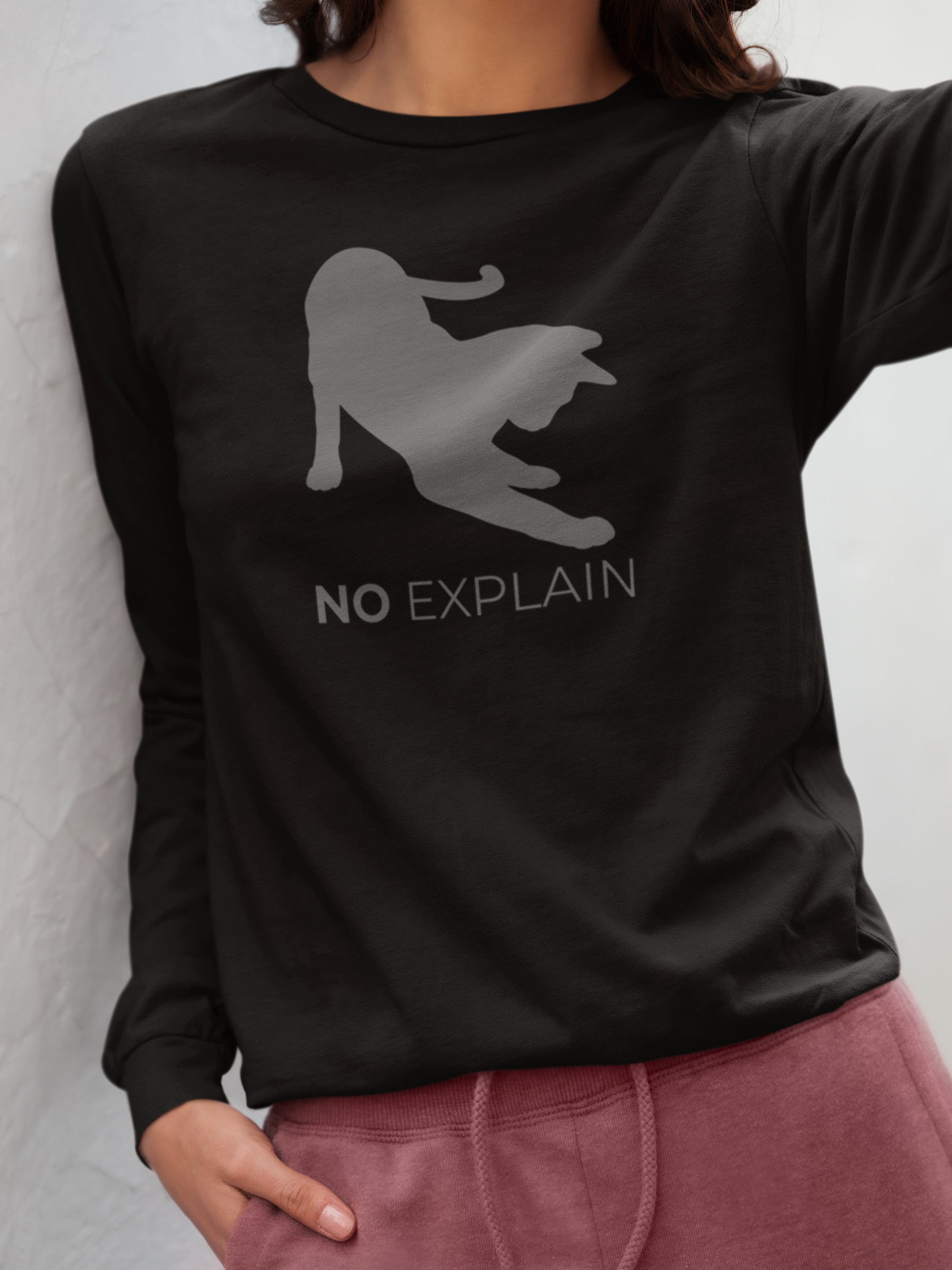 Animal Attitude Long Sleeve T-shirt - No Explain Cat
