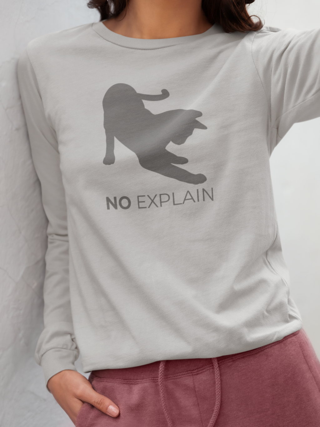 Animal Attitude Long Sleeve T-shirt - No Explain Cat