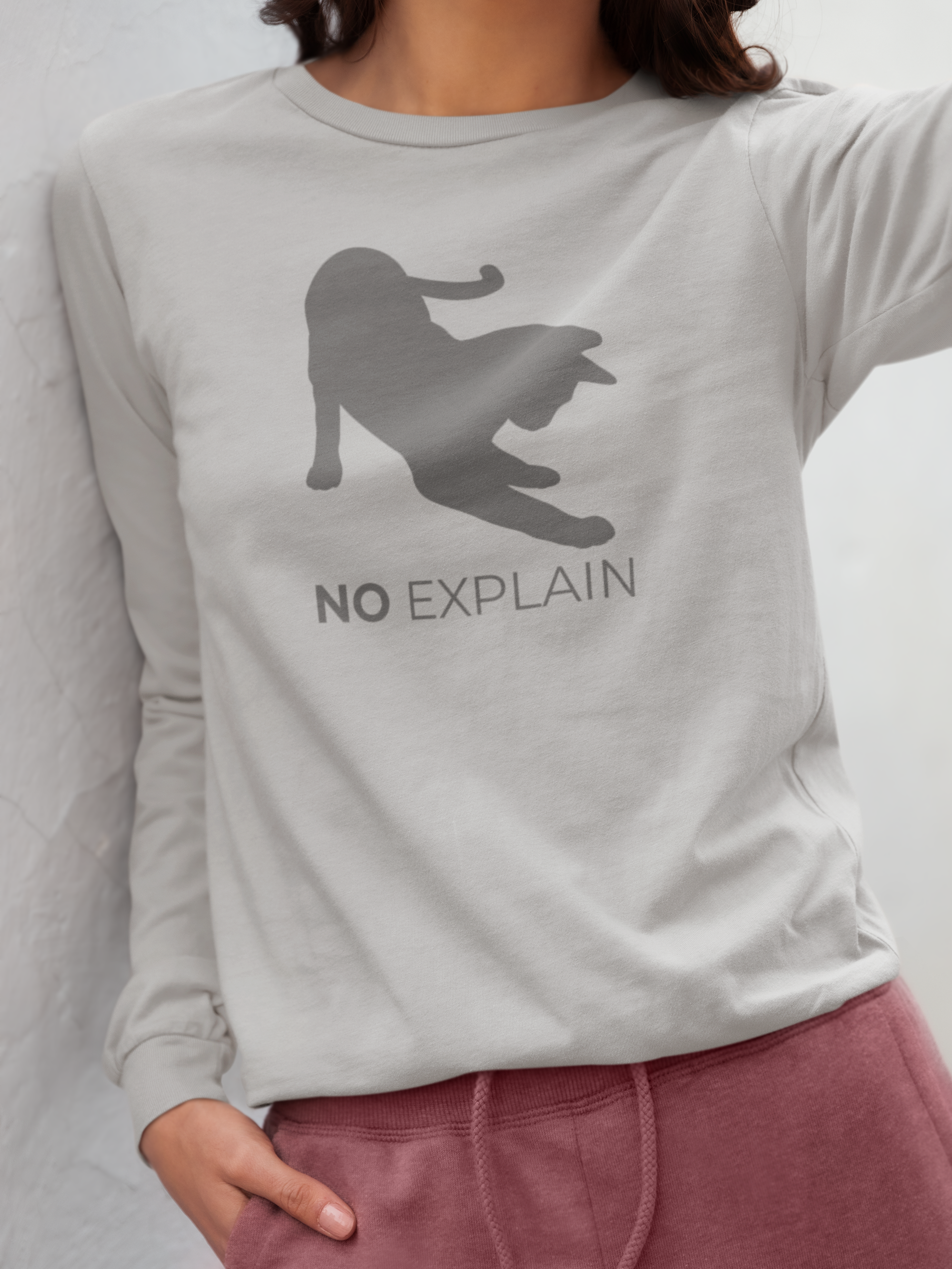 Animal Attitude Long Sleeve T-shirt - No Explain Cat