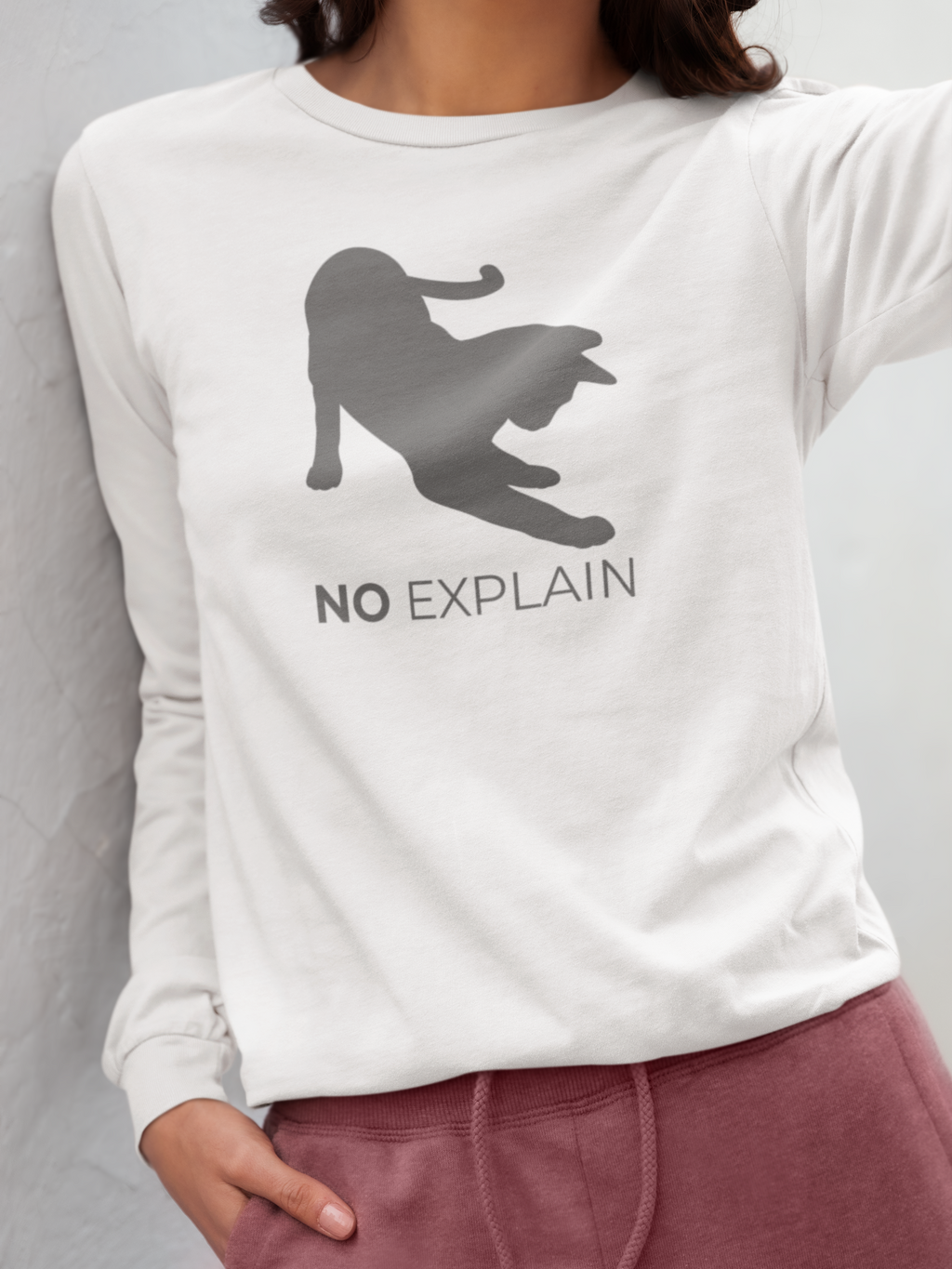 Animal Attitude Long Sleeve T-shirt - No Explain Cat