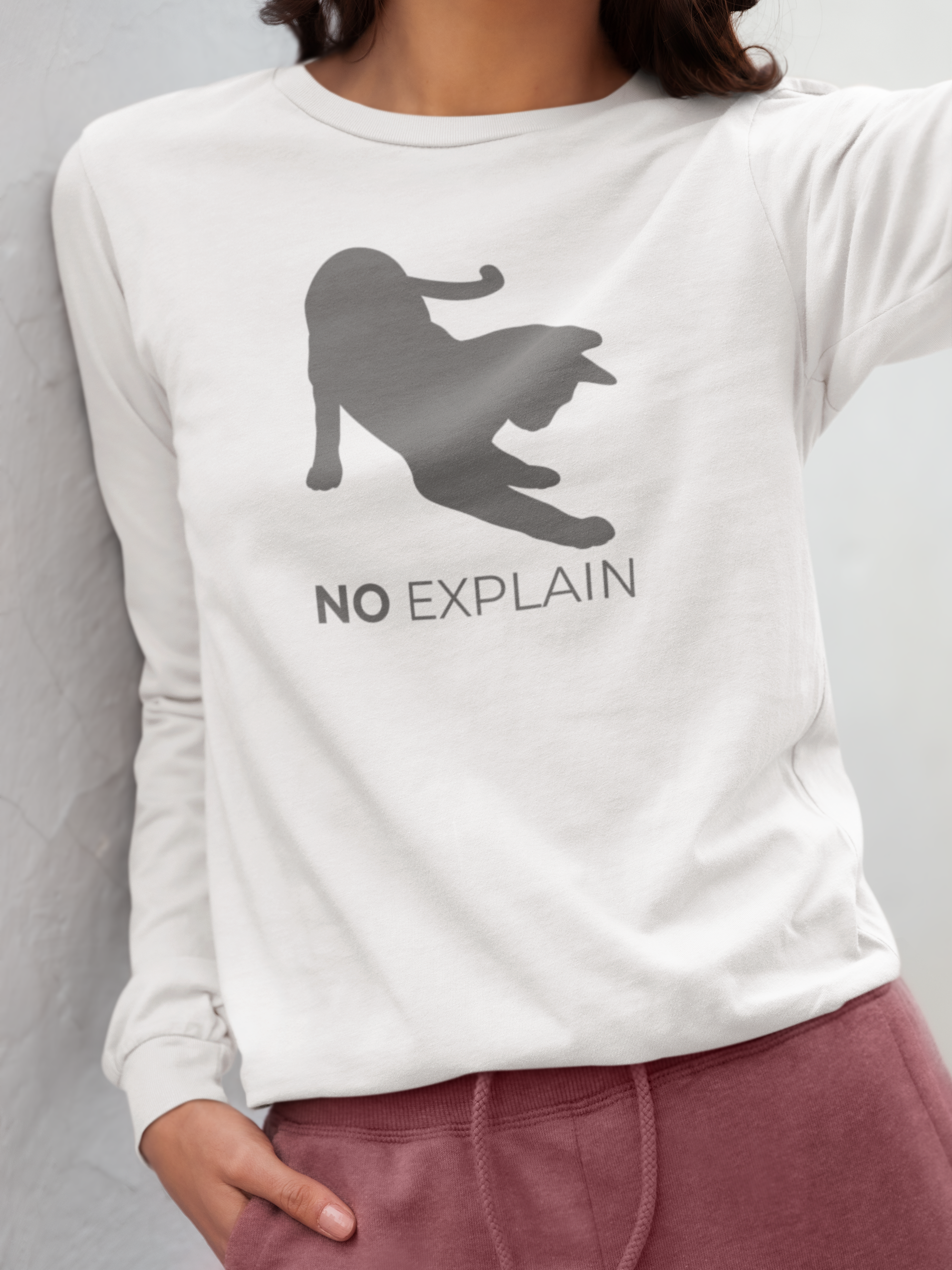Animal Attitude Long Sleeve T-shirt - No Explain Cat