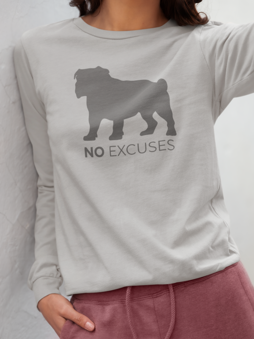 Animal Attitude Long Sleeve T-shirt - No Excuses Dog