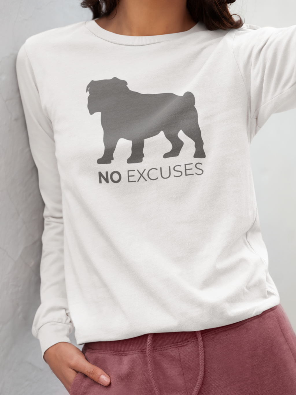 Animal Attitude Long Sleeve T-shirt - No Excuses Dog