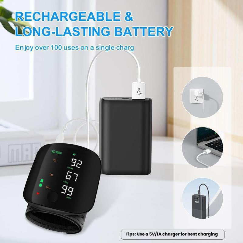 Wrist BP Monitor Touch Screen Display 99X2 Reading Memory Storage Adjustable Health Monitoring Cuff