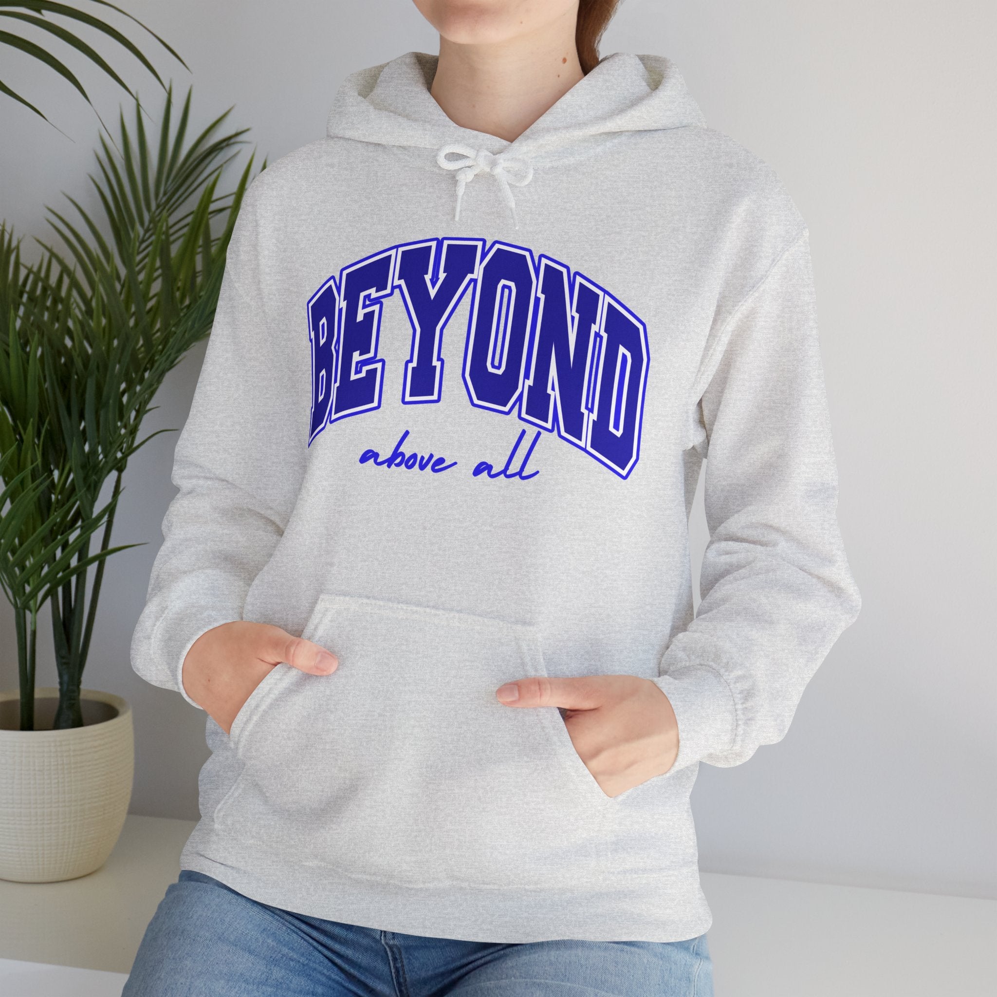 Higher Ground Blue Hoodie Line - Beyond Above All