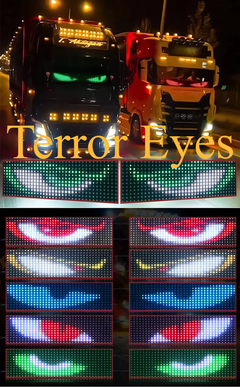 Devil Eye Car/Truck LEDs  Pixel Panel Music Control Text Scrolling Windshield Board Light Display