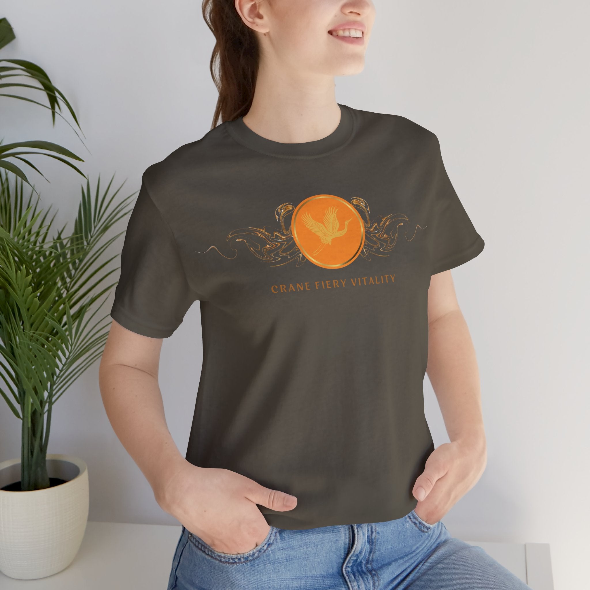 Empowering T-shirt - Zen Crane Collection Orange Vitality
