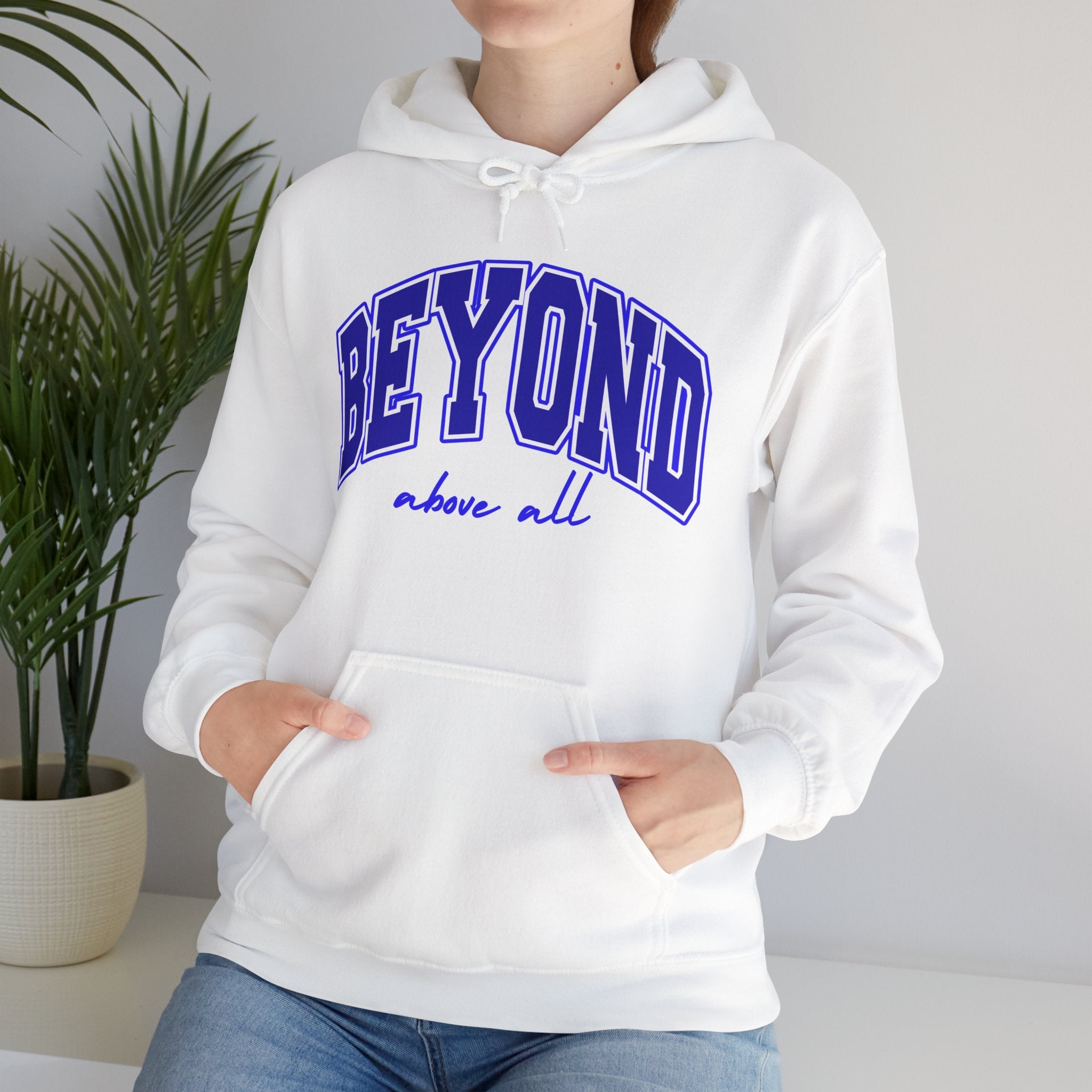 Higher Ground Blue Hoodie Line - Beyond Above All