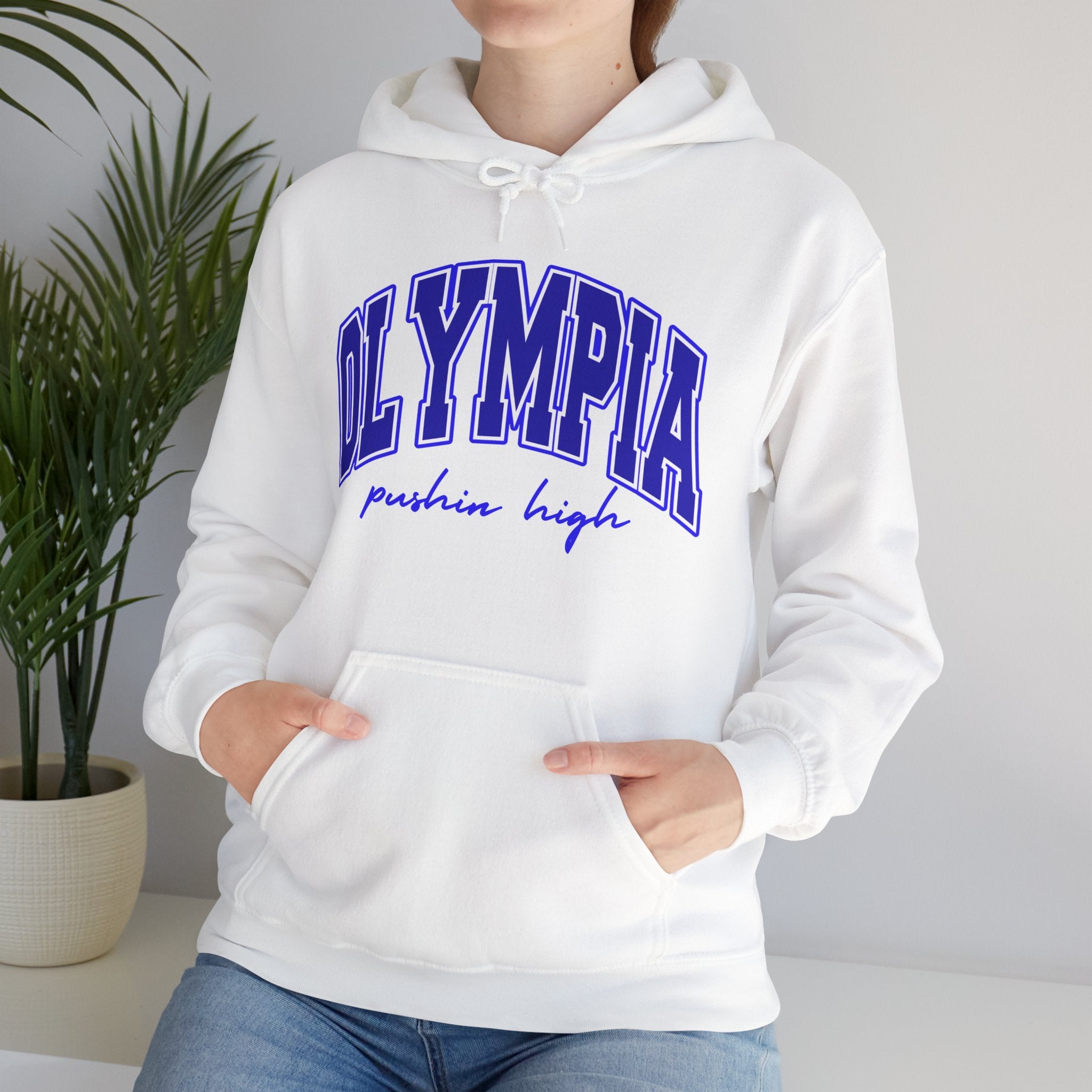 Higher Ground Blue Hoodie Line - Olympia Pushin High