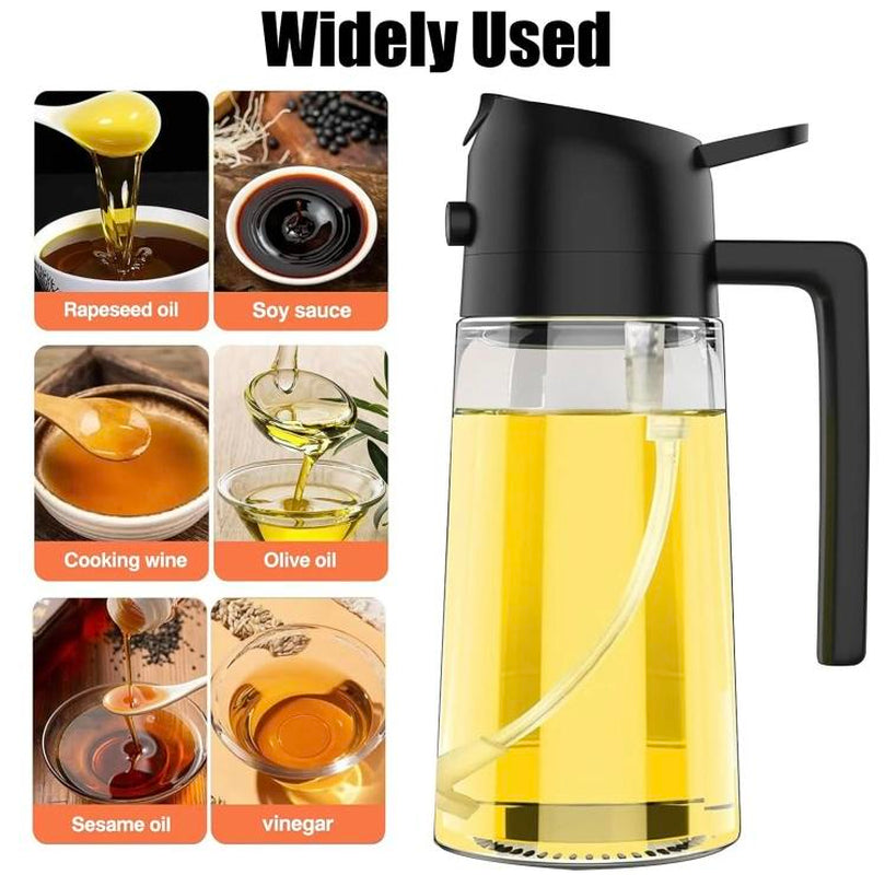 Olive Oil Dispenser Sprayer 16Oz Premium Glass Bottle Kitchen Cooking Air Fryer Food Grade Oil Control