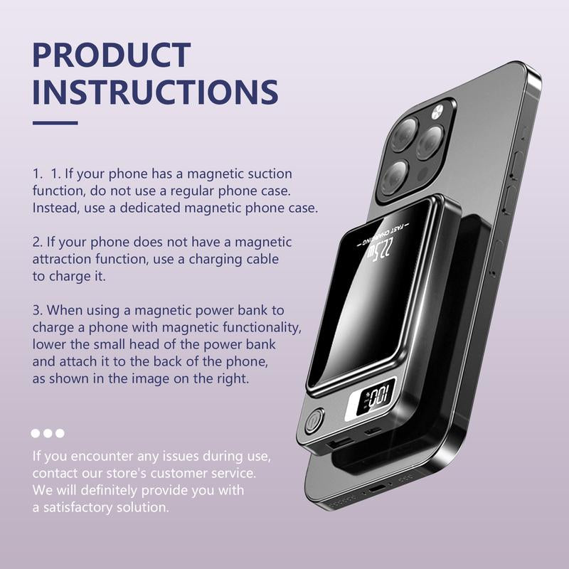 Digital Power Display 10000 Mah Wireless Magnetic Power Bank For iPhone & Android Phones