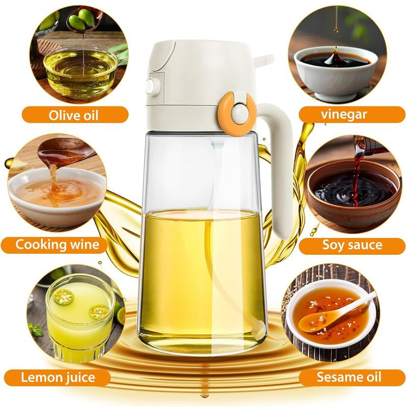 Olive Oil Dispenser Sprayer 16Oz Premium Glass Bottle Kitchen Cooking Air Fryer Food Grade Oil Control