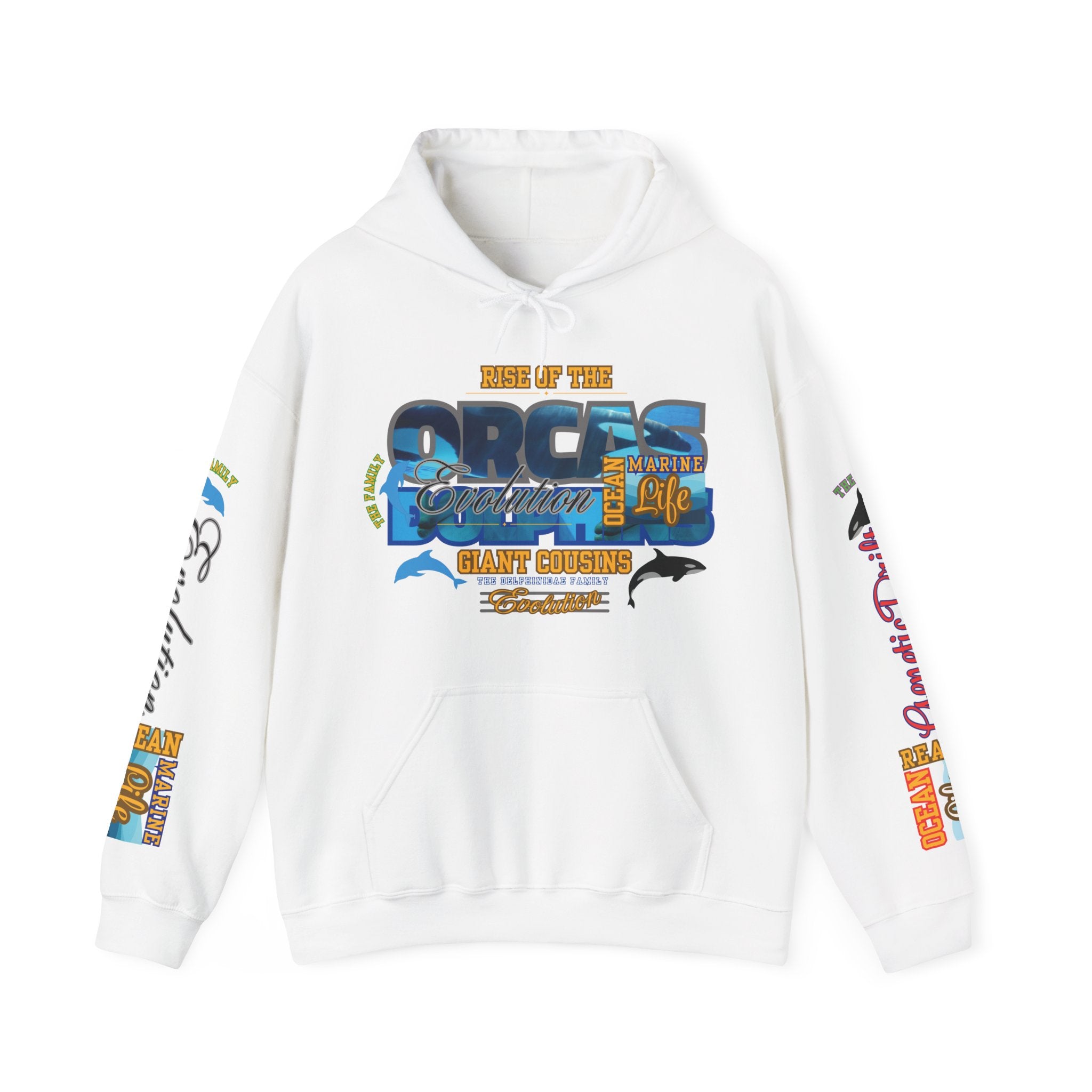 Ocean Marine Awareness Hooded Sweatshirt - Orcas & Dolphins