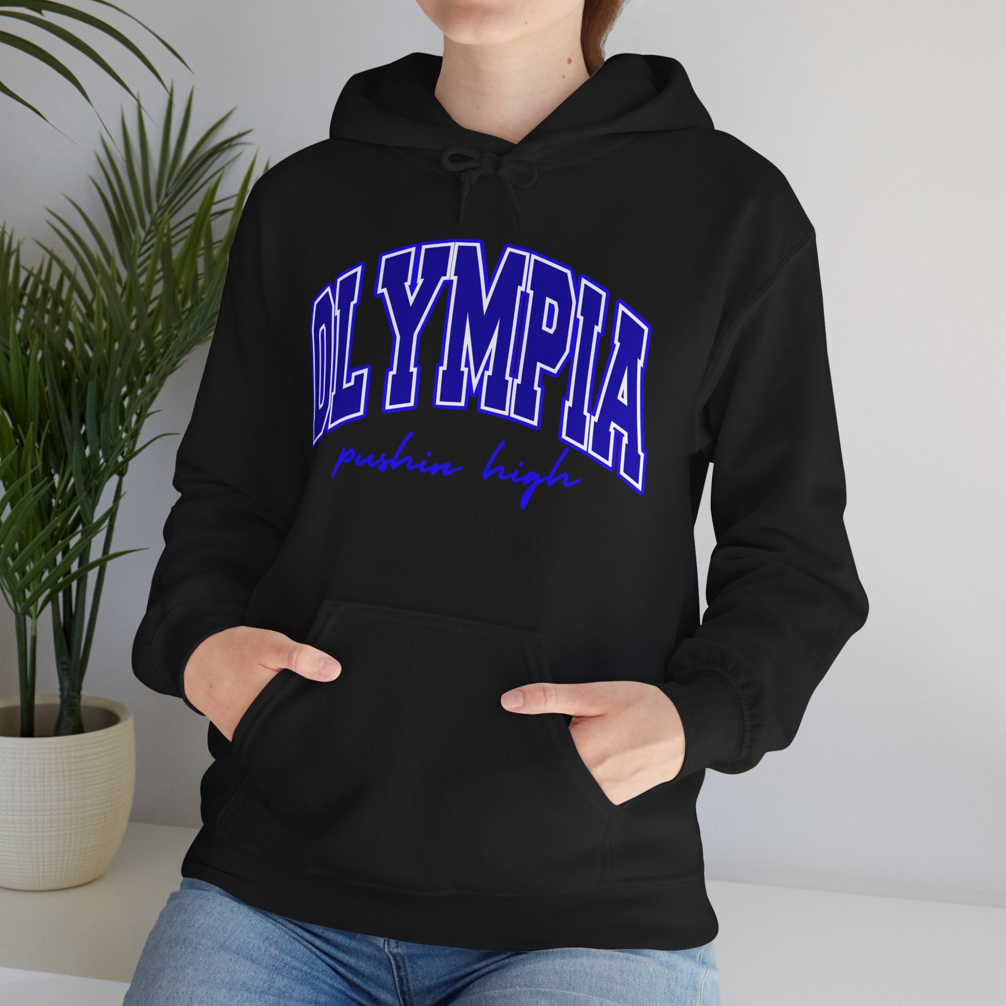 Higher Ground Blue Hoodie Line - Olympia Pushin High