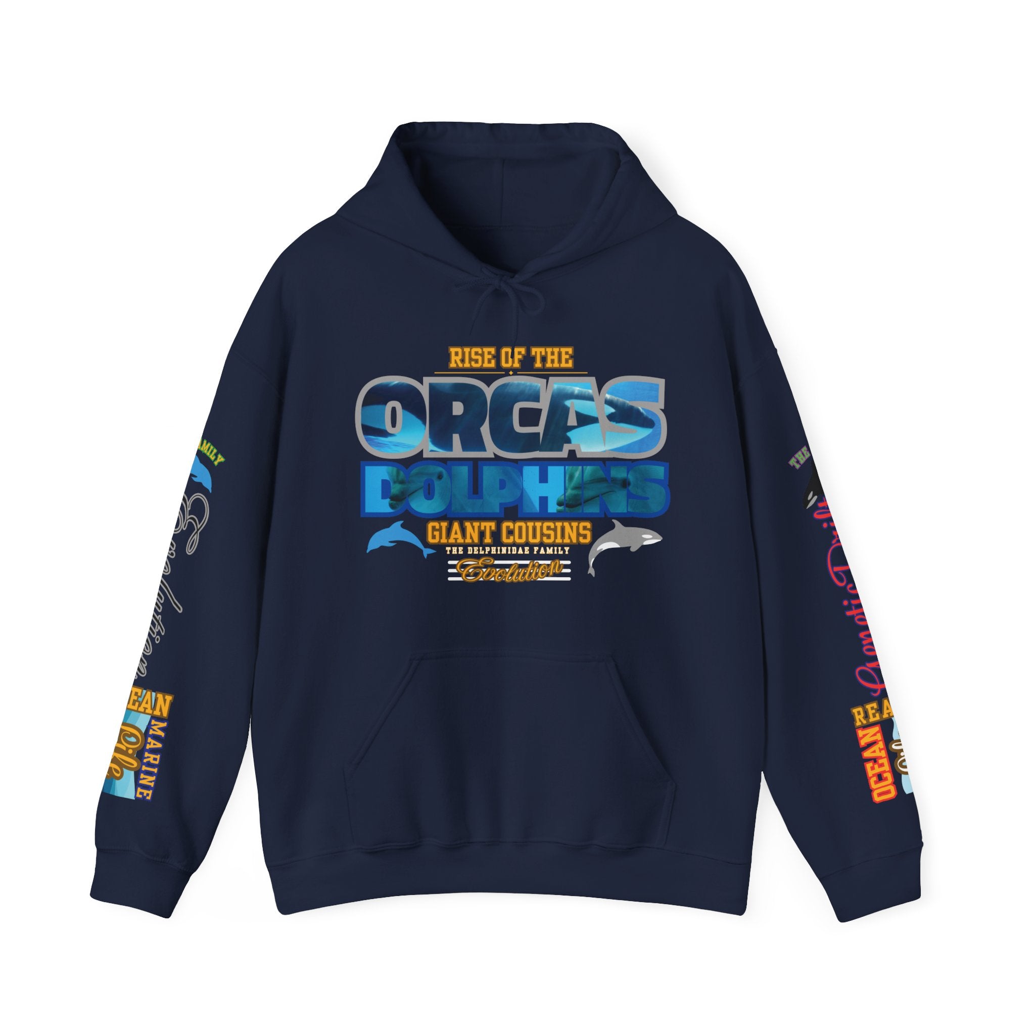 Ocean Marine Awareness Hooded Sweatshirt - Orcas & Dolphins
